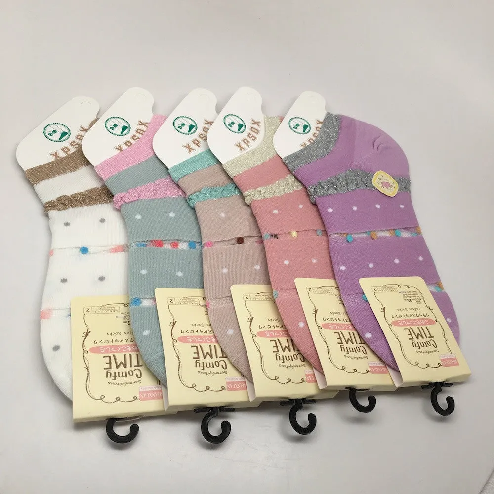 10 Pairs, 5 colors Comfort low cut Ladies Socks - Size: 22cm-25cm, Soc11