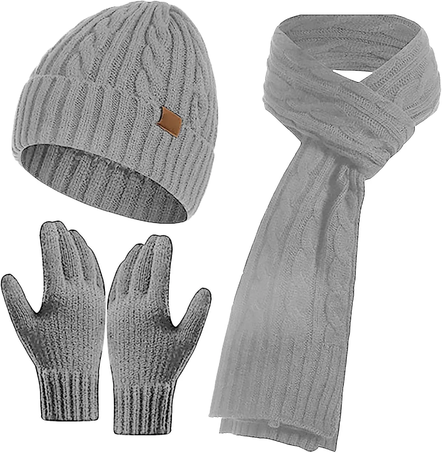 3Pcs Winter Hat Scarf and Glove for Women Knit Beanie Hat Neck Warm Scarf Set Cap Winter Sets for Women