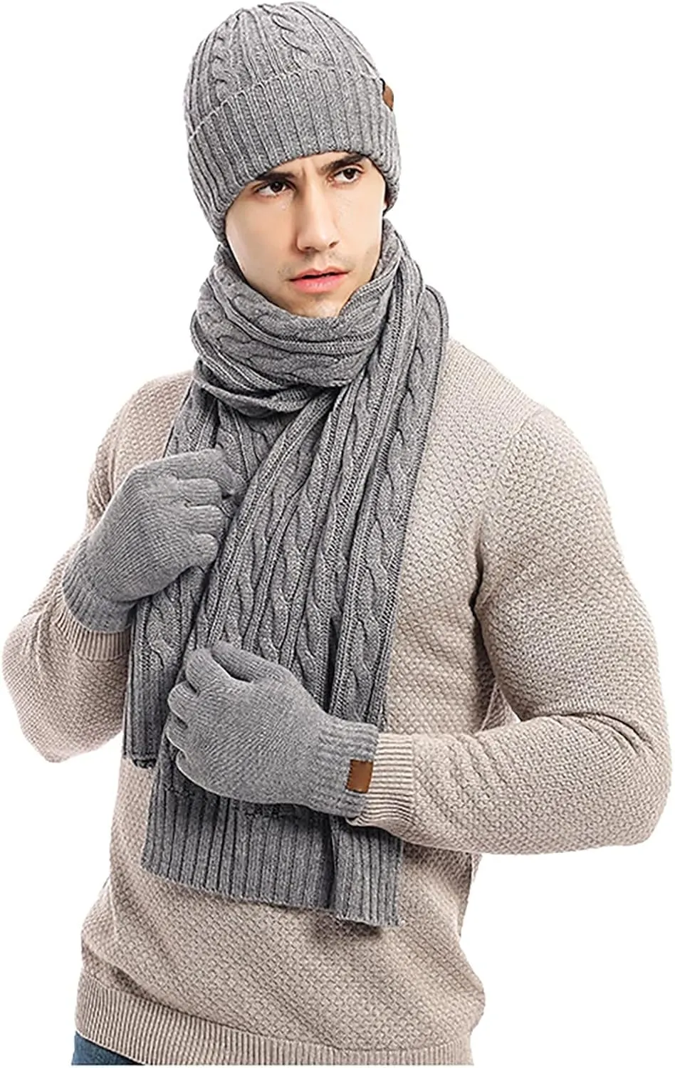 3Pcs Winter Hat Scarf and Glove for Women Knit Beanie Hat Neck Warm Scarf Set Cap Winter Sets for Women