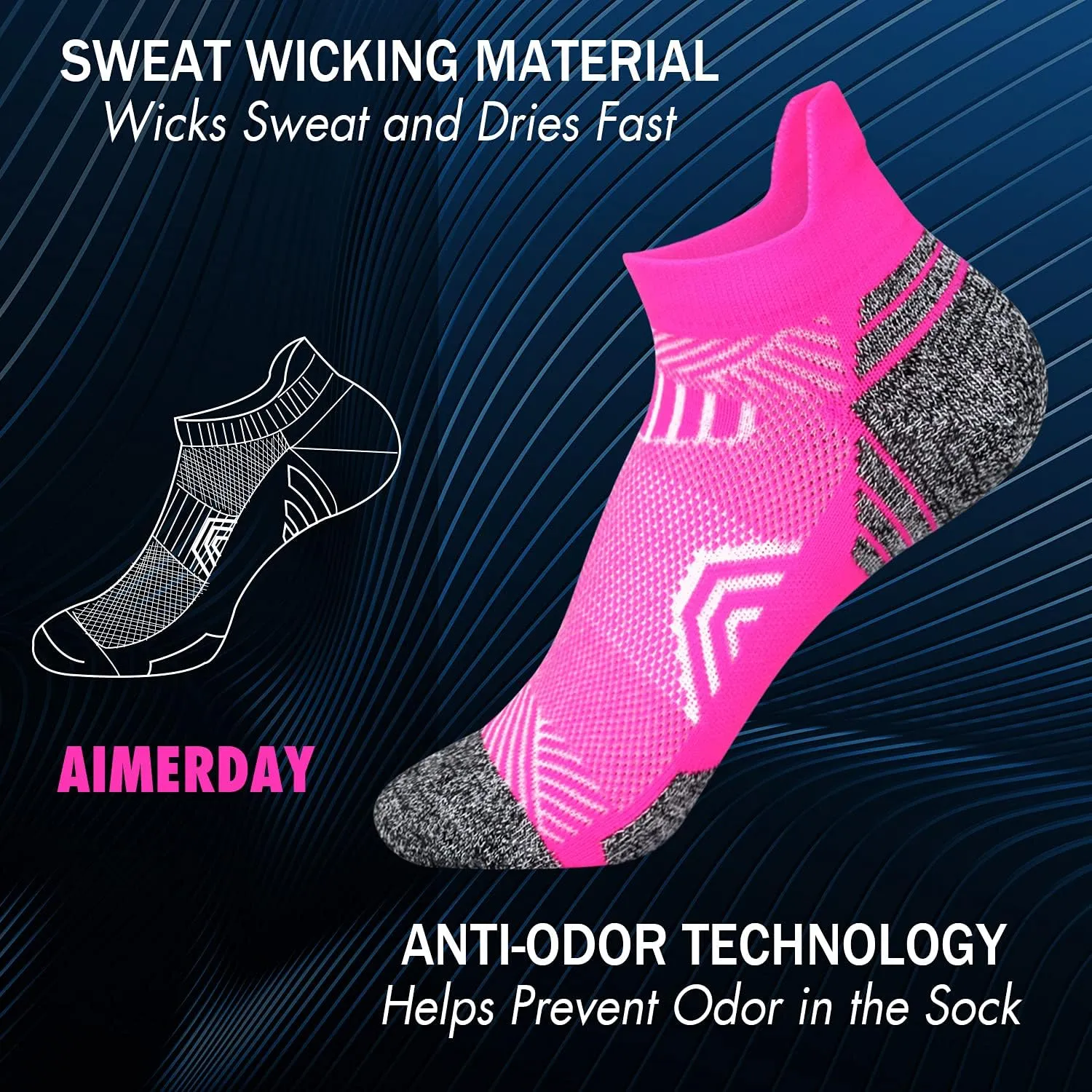 Athletic Ankle Womens Socks Running Compression Socks for Women Cozy 5 Pack Low Cut Performance Soft Tab Socks