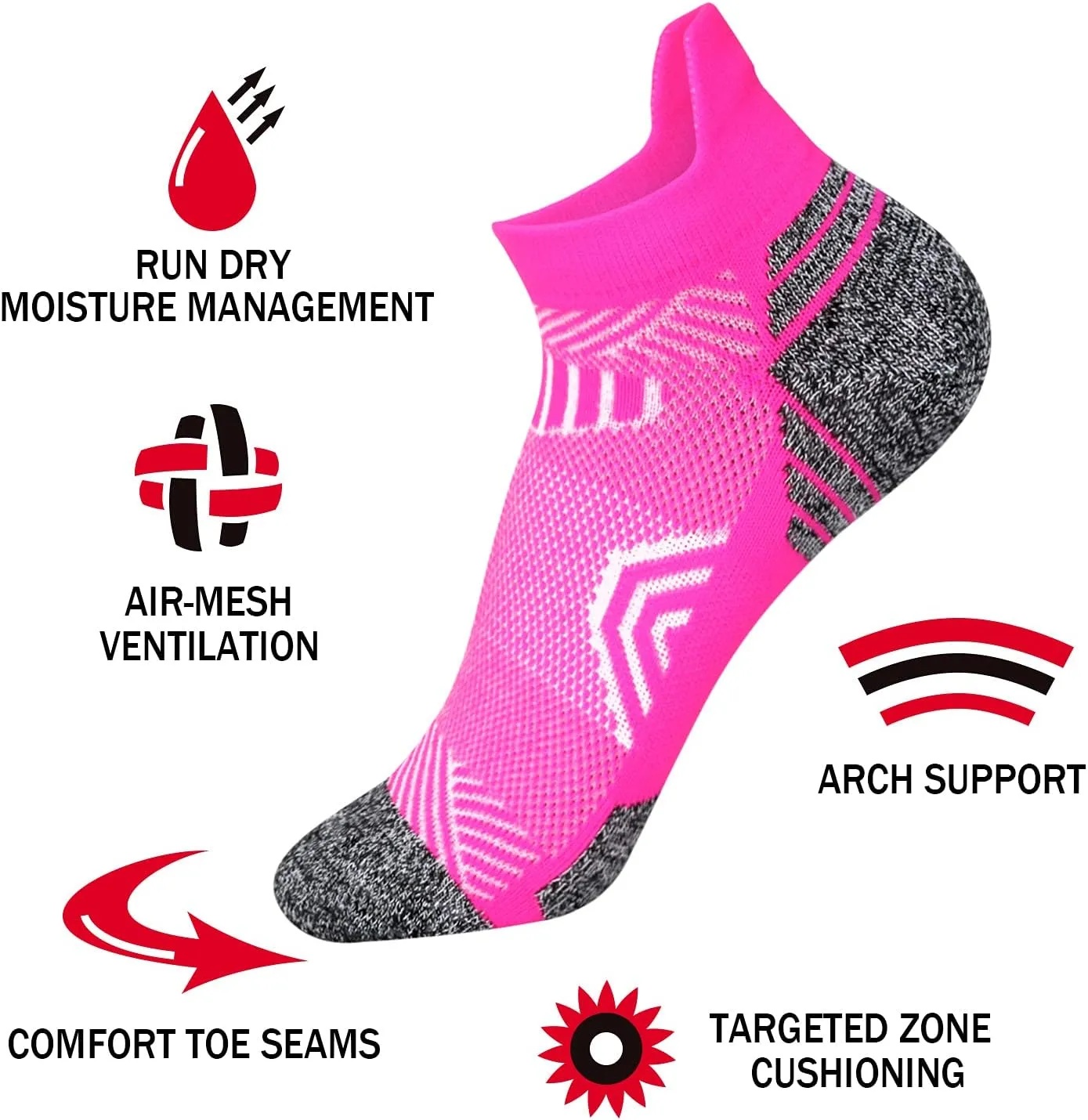 Athletic Ankle Womens Socks Running Compression Socks for Women Cozy 5 Pack Low Cut Performance Soft Tab Socks