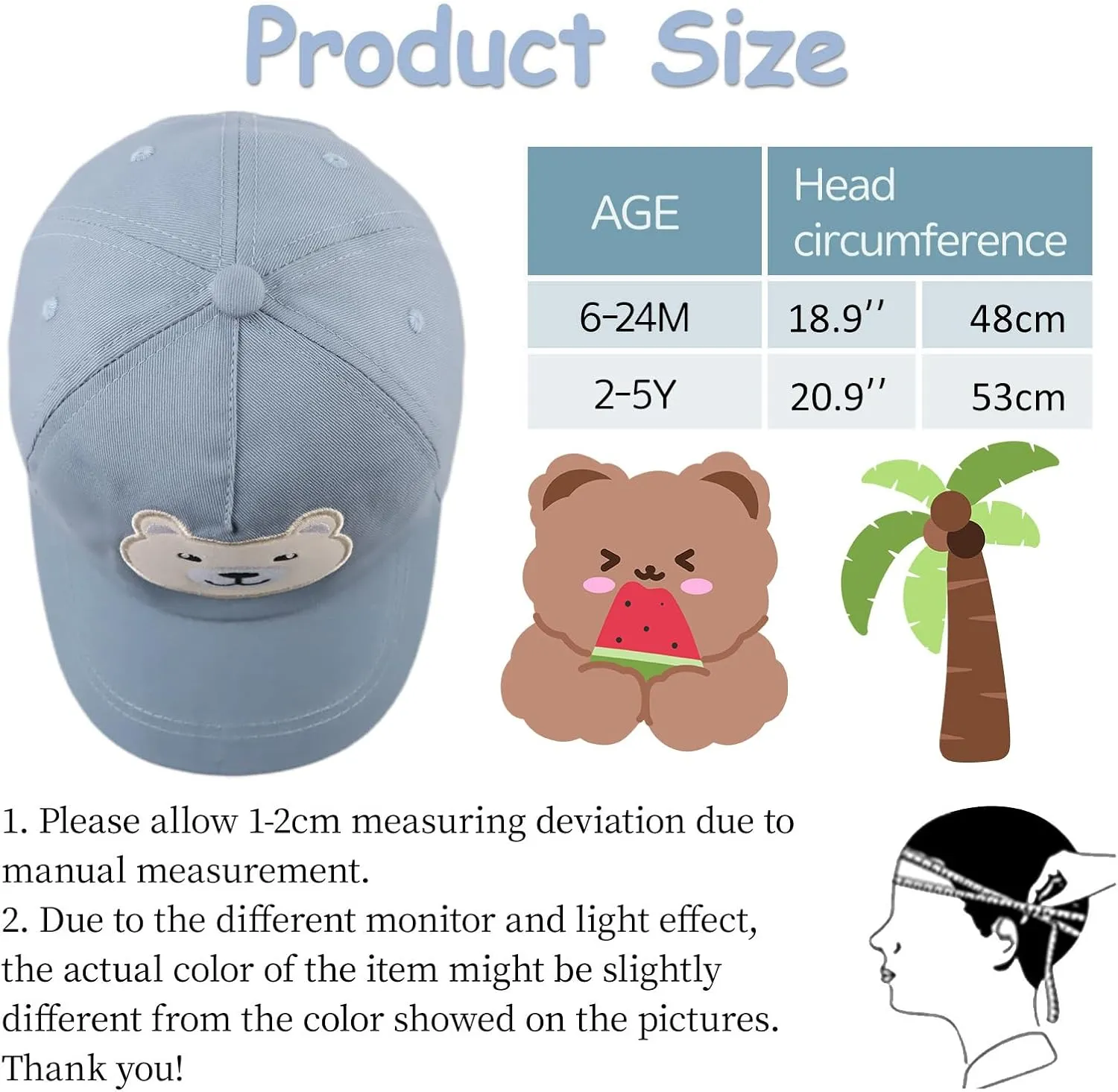 Baby Baseball Cap Toddler Boys Girls Sun Hat Kids Adjustable Cotton Caps Lightweight Trucker Hats