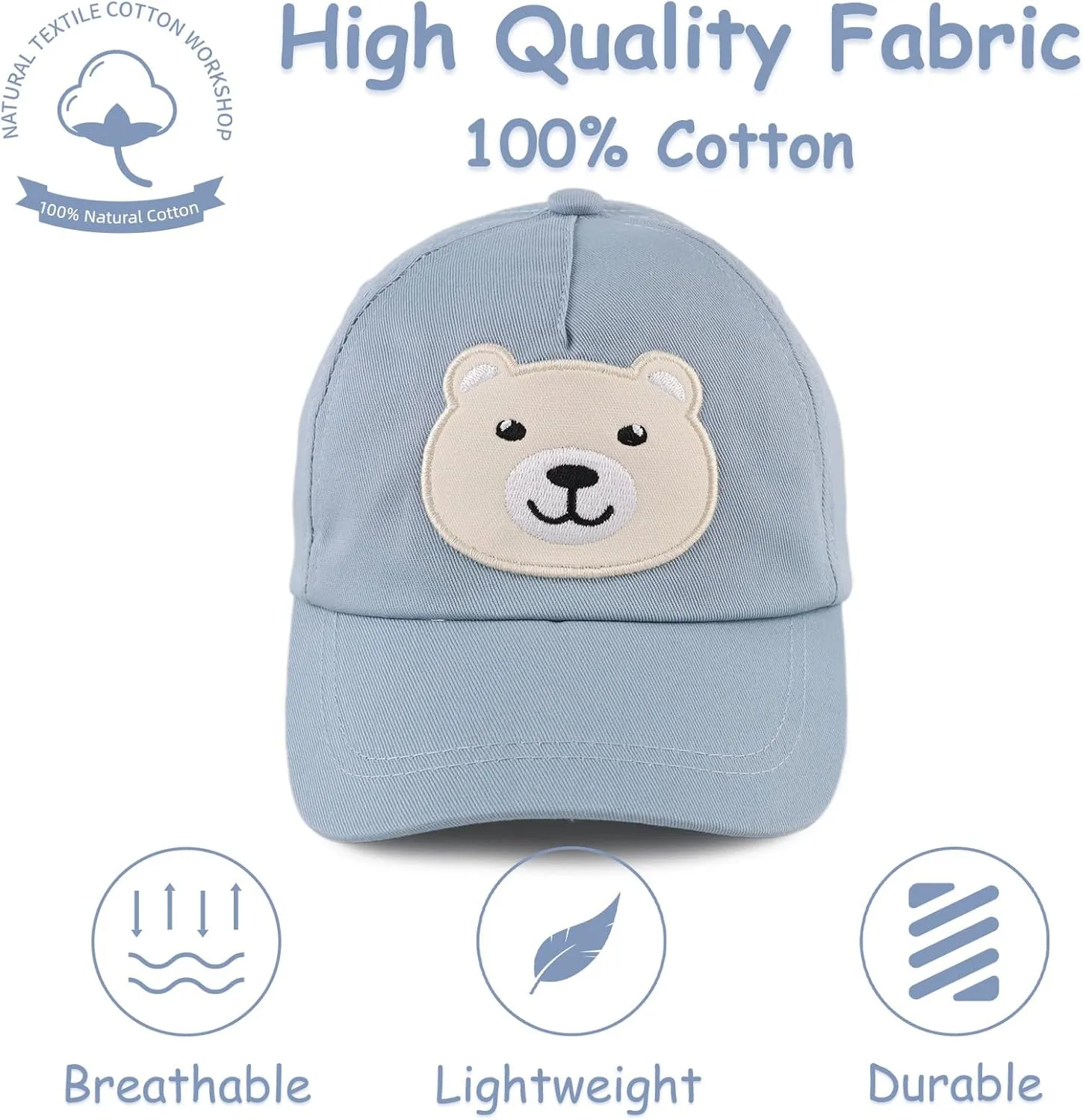Baby Baseball Cap Toddler Boys Girls Sun Hat Kids Adjustable Cotton Caps Lightweight Trucker Hats