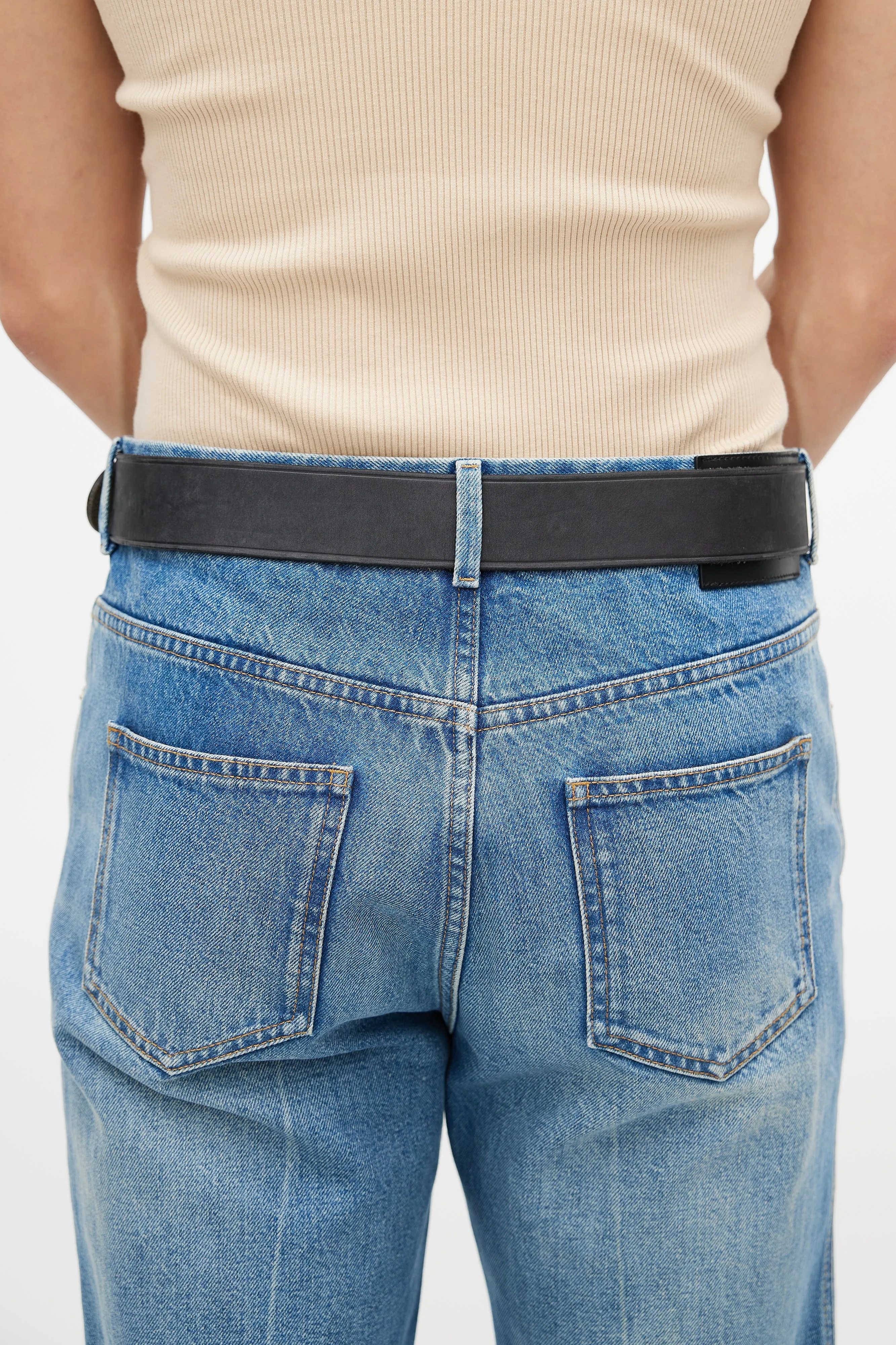 Black & Silver Leather Jewel Belt