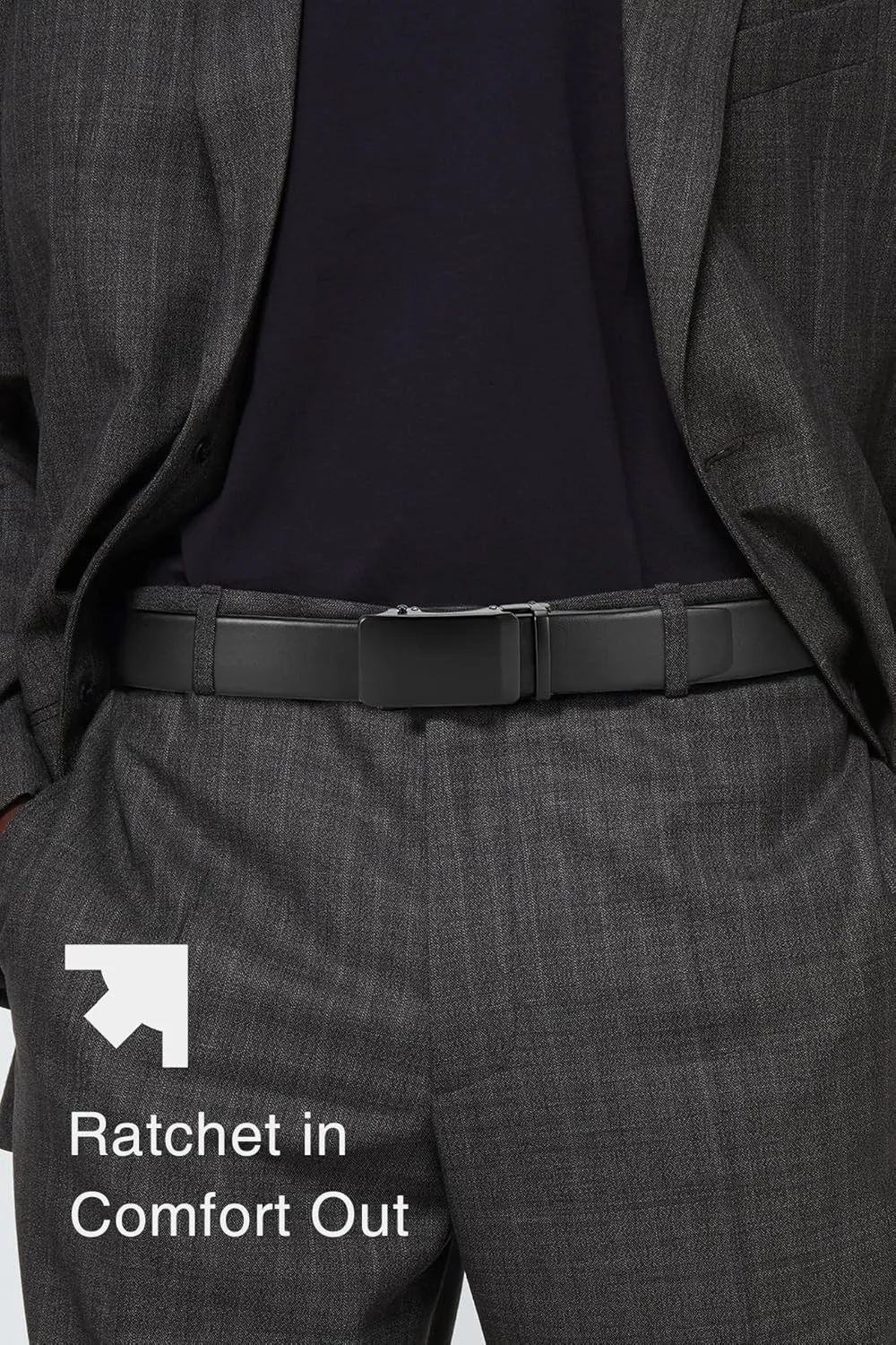 CHAOREN Leather Ratchet Belt for men 1 3/8" for Dress Pants - Micro Adjustable Belt Fit Everywhere