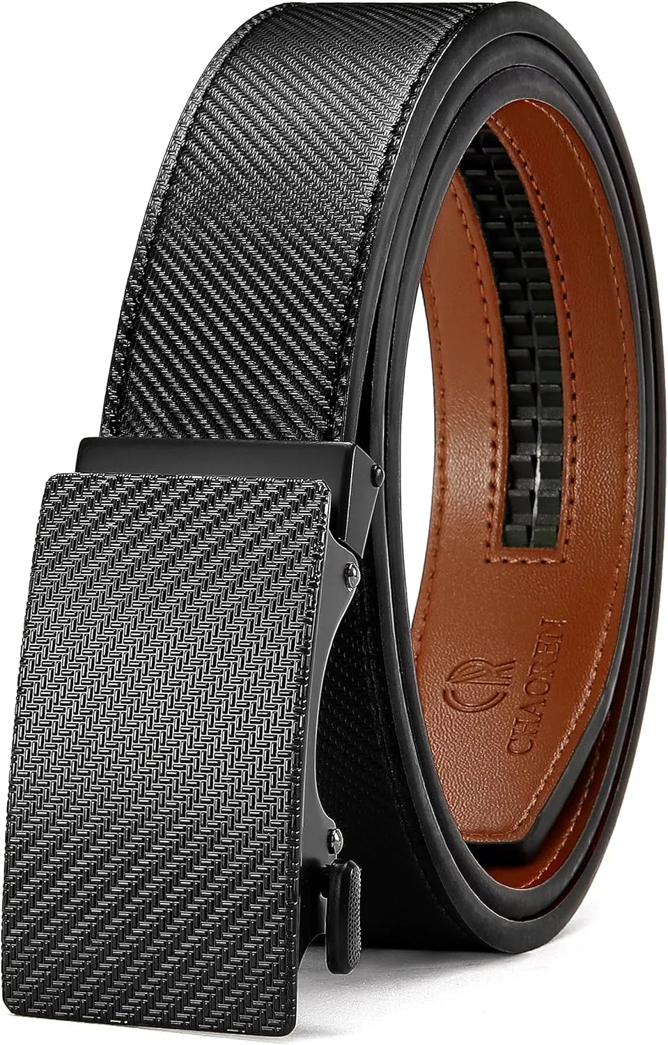CHAOREN Leather Ratchet Belt for men 1 3/8" for Dress Pants - Micro Adjustable Belt Fit Everywhere
