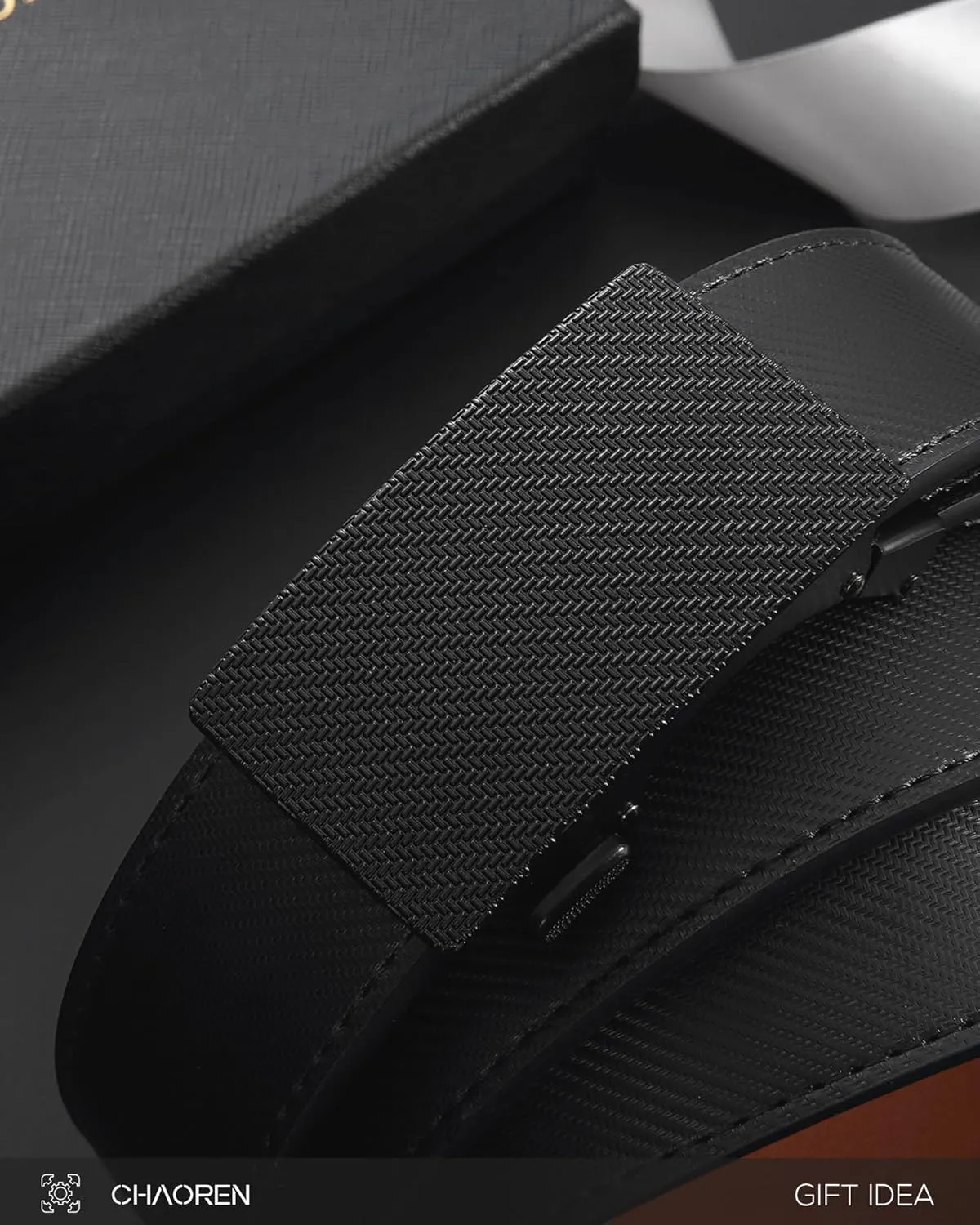 CHAOREN Leather Ratchet Belt for men 1 3/8" for Dress Pants - Micro Adjustable Belt Fit Everywhere