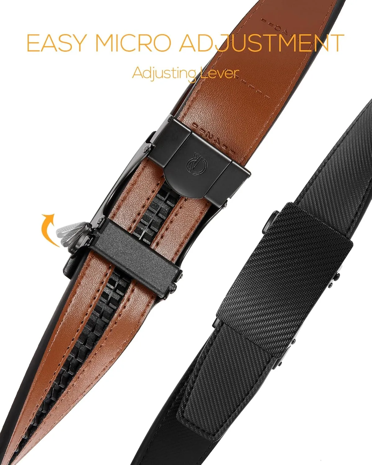 CHAOREN Leather Ratchet Belt for men 1 3/8" for Dress Pants - Micro Adjustable Belt Fit Everywhere