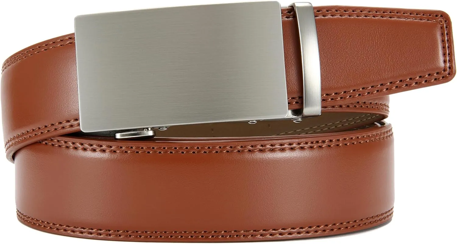 CHAOREN Mens Belt - Mens Ratchet Belt Leather 1 3/8" for Dress Pant - Micro Adjustable Belt Fit Everywhere