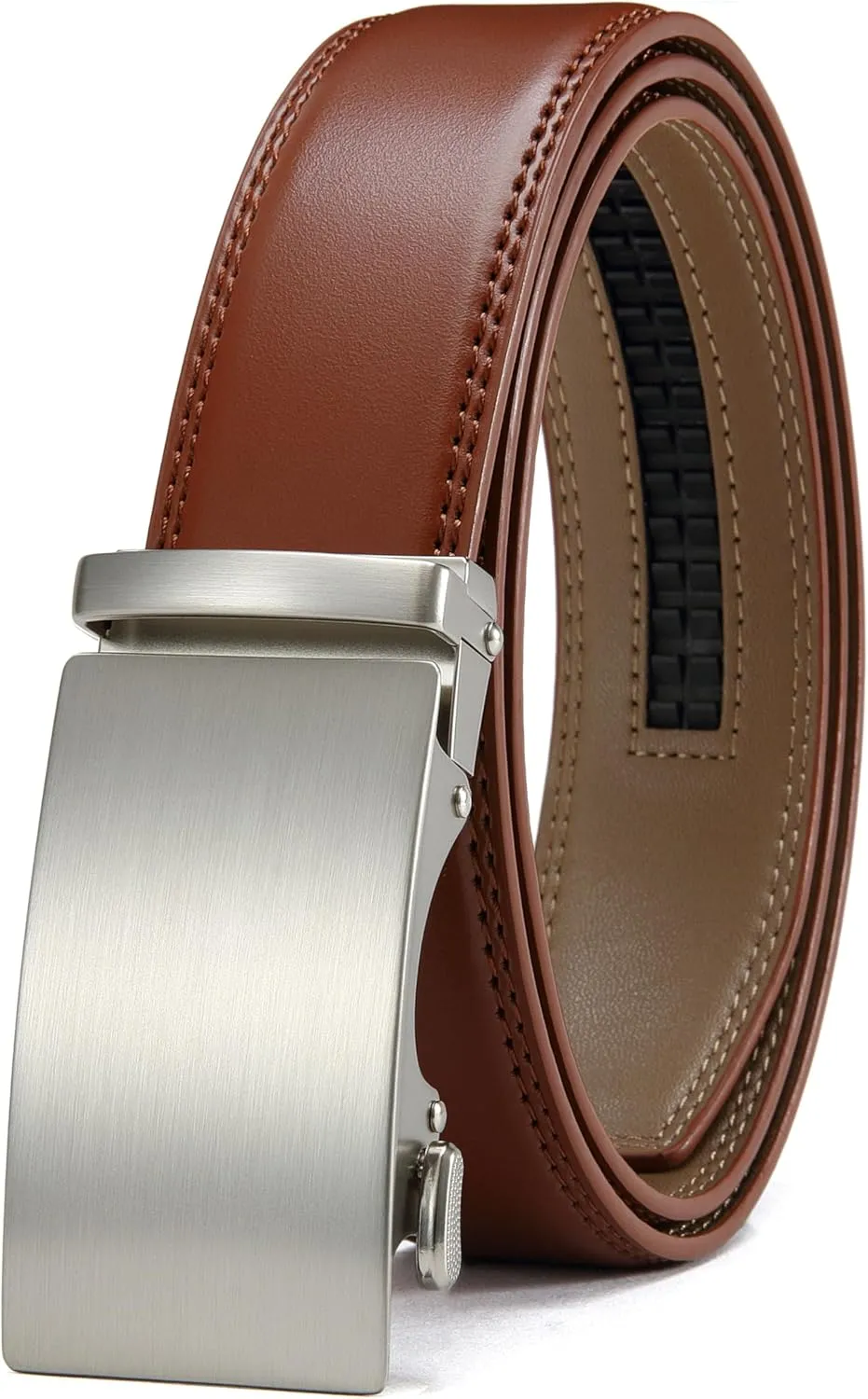 CHAOREN Mens Belt - Mens Ratchet Belt Leather 1 3/8" for Dress Pant - Micro Adjustable Belt Fit Everywhere