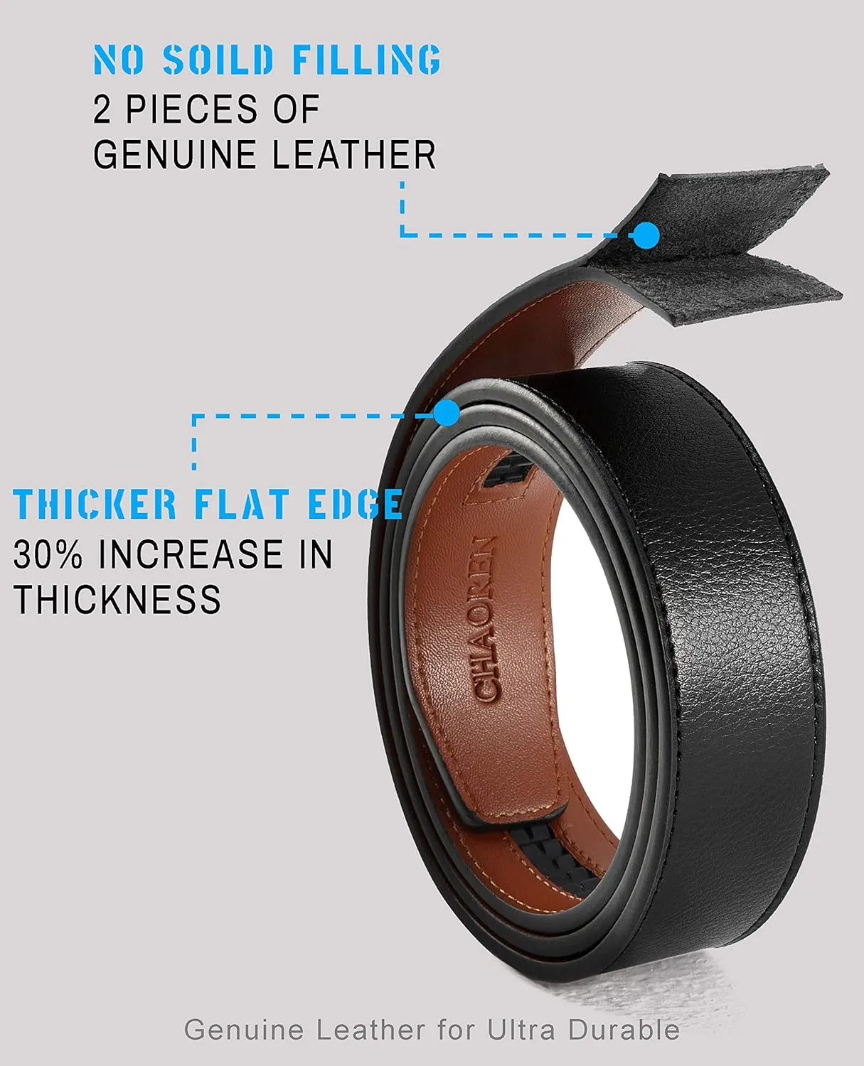 CHAOREN Ratchet Belts for Men - Leather Belt Men for Jeans Casual Dress 1 3/8" - Micro Adjustable Belt Fit Everywhere