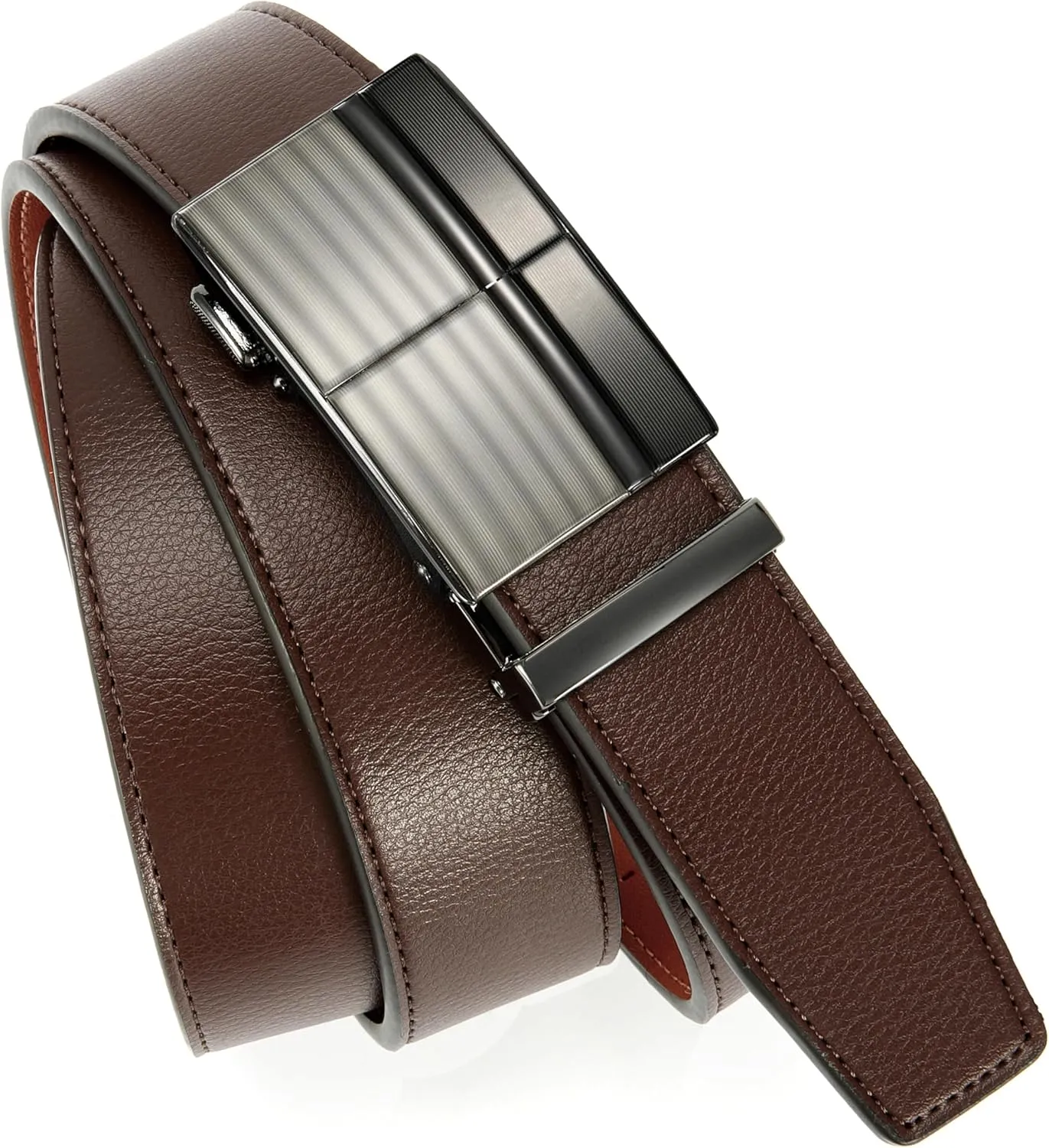 CHAOREN Ratchet Belts for Men - Leather Belt Men for Jeans Casual Dress 1 3/8" - Micro Adjustable Belt Fit Everywhere
