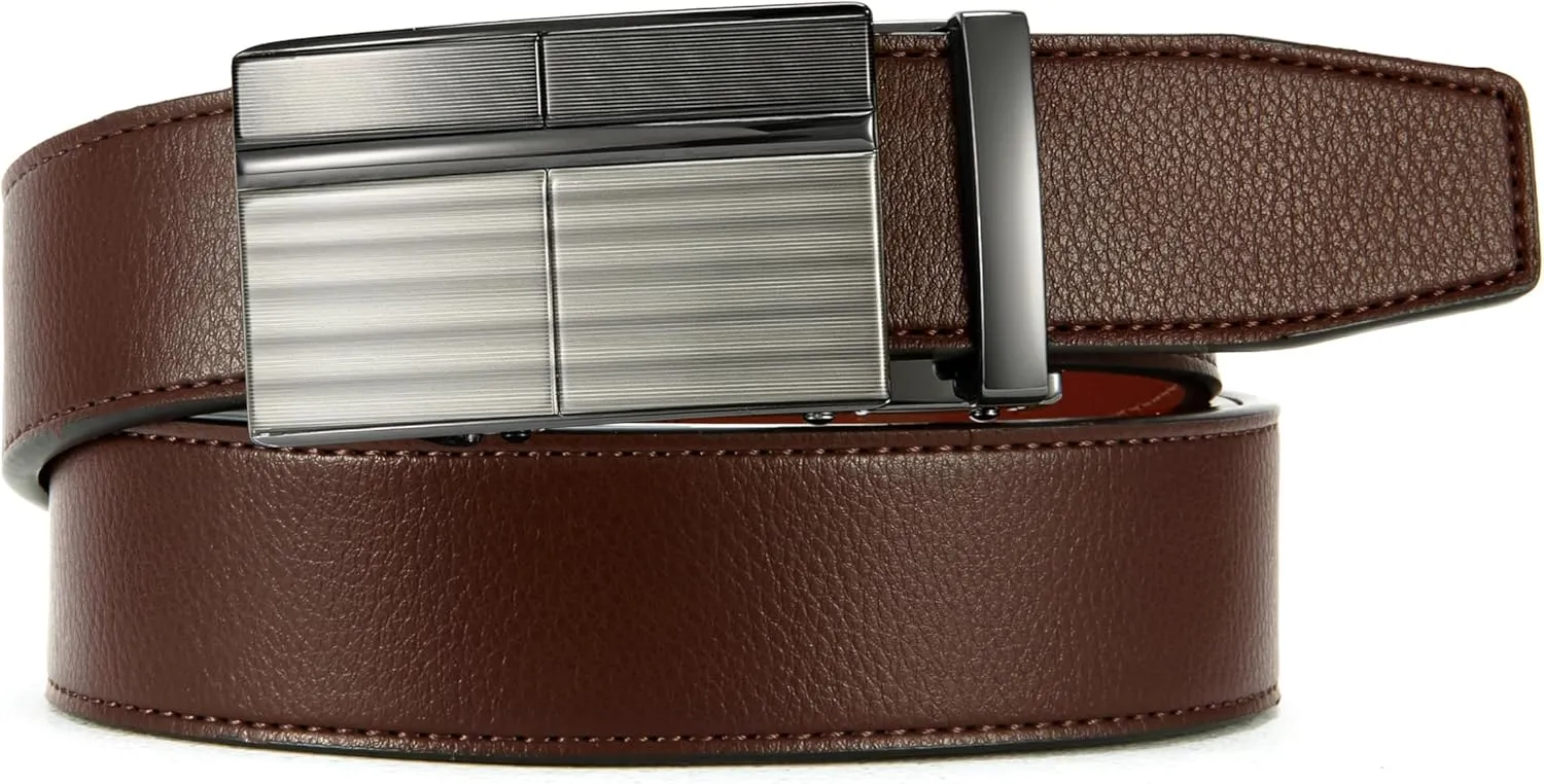 CHAOREN Ratchet Belts for Men - Leather Belt Men for Jeans Casual Dress 1 3/8" - Micro Adjustable Belt Fit Everywhere