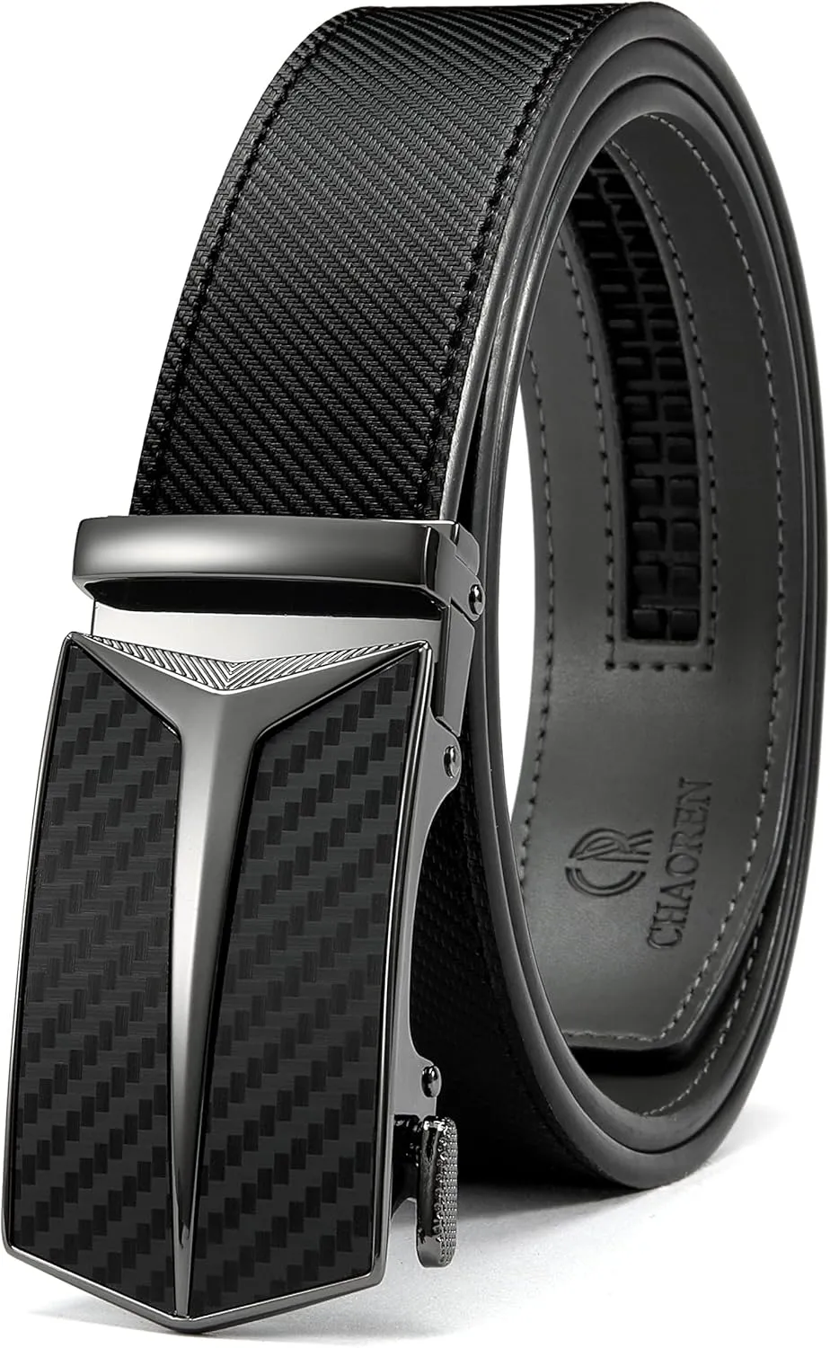 CHAOREN Ratchet Belts for Men - Leather Belt Men for Jeans Casual Dress 1 3/8" - Micro Adjustable Belt Fit Everywhere