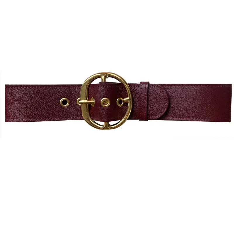 Chunky Waist Belt with EYELETS - Burgundy