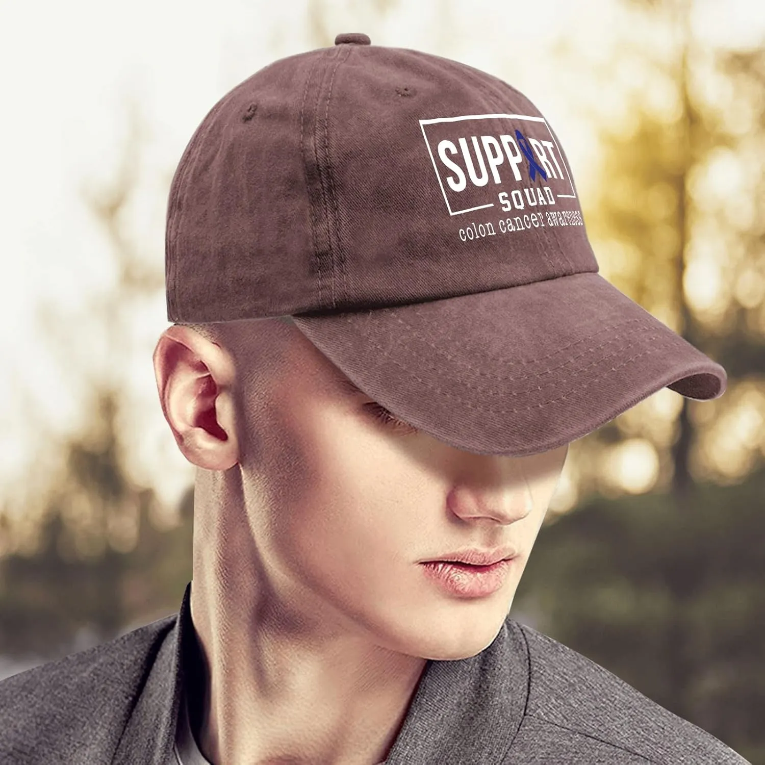 Colon Cancer Awareness Supporters Colorectal Cancer Mens Baseball Cap Low Profile Caps for Womens Pickleballb Hat Trendy