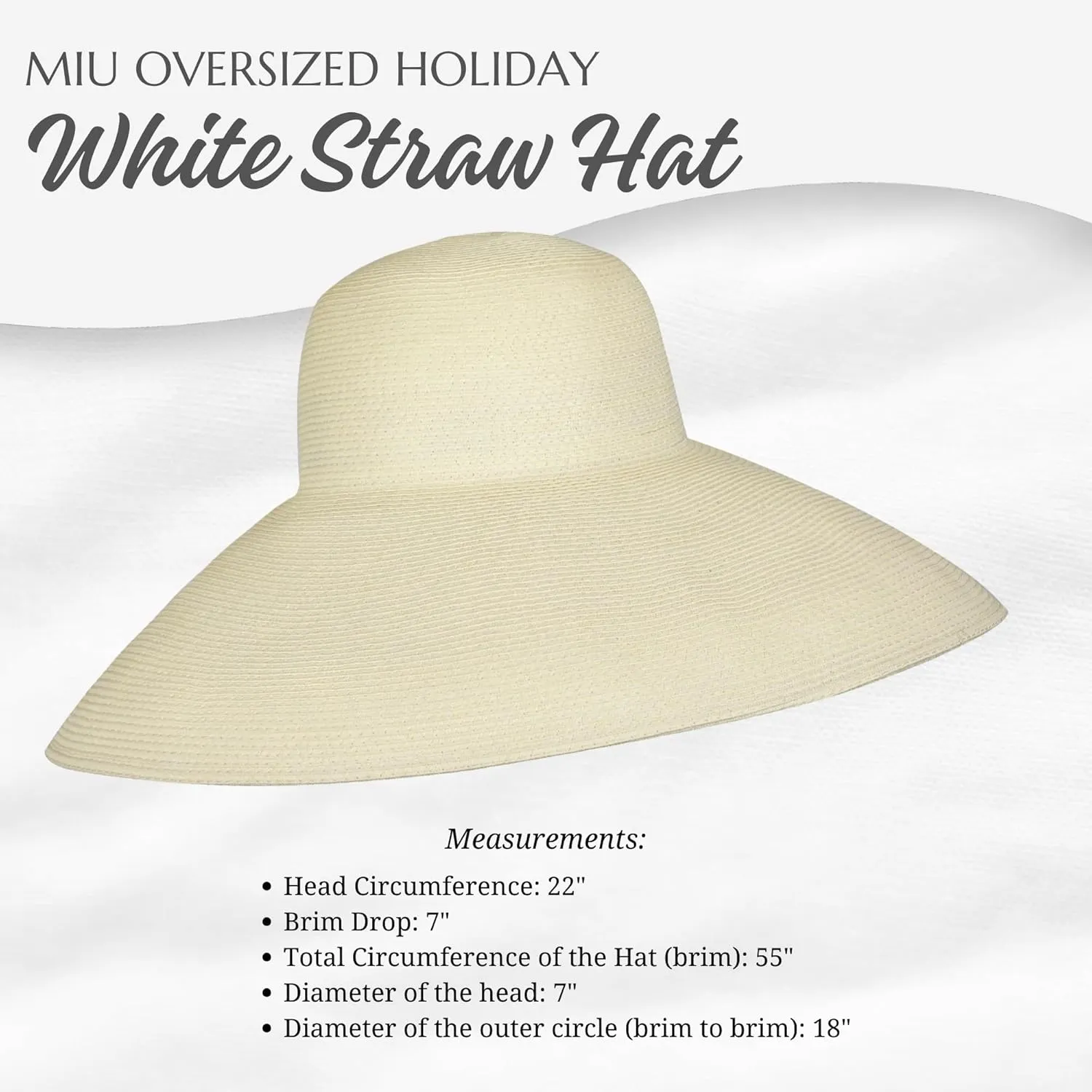 Color Me MIU Bundle 3 in 1 Premium Holiday Straw Hat with 3 Chiffon Silk Scarves - Fully Adjustable Womens Beach hat