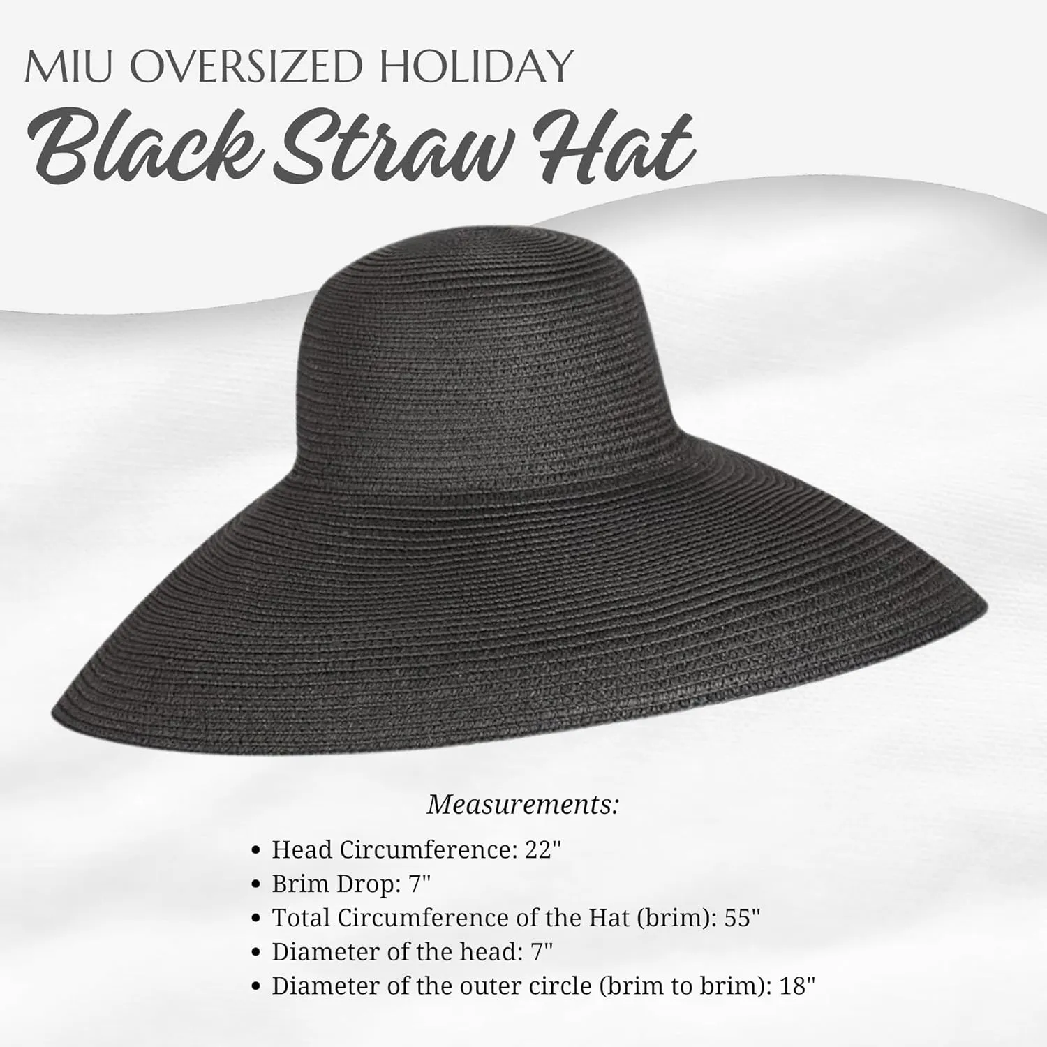 Color Me MIU Bundle 3 in 1 Premium Holiday Straw Hat with 3 Chiffon Silk Scarves - Fully Adjustable Womens Beach hat