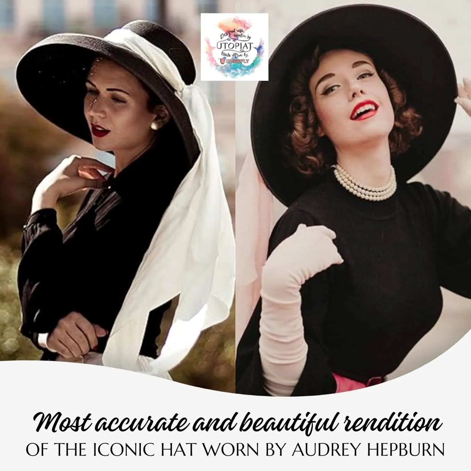 Color Me MIU Bundle 3 in 1 Premium Holiday Straw Hat with 3 Chiffon Silk Scarves - Fully Adjustable Womens Beach hat