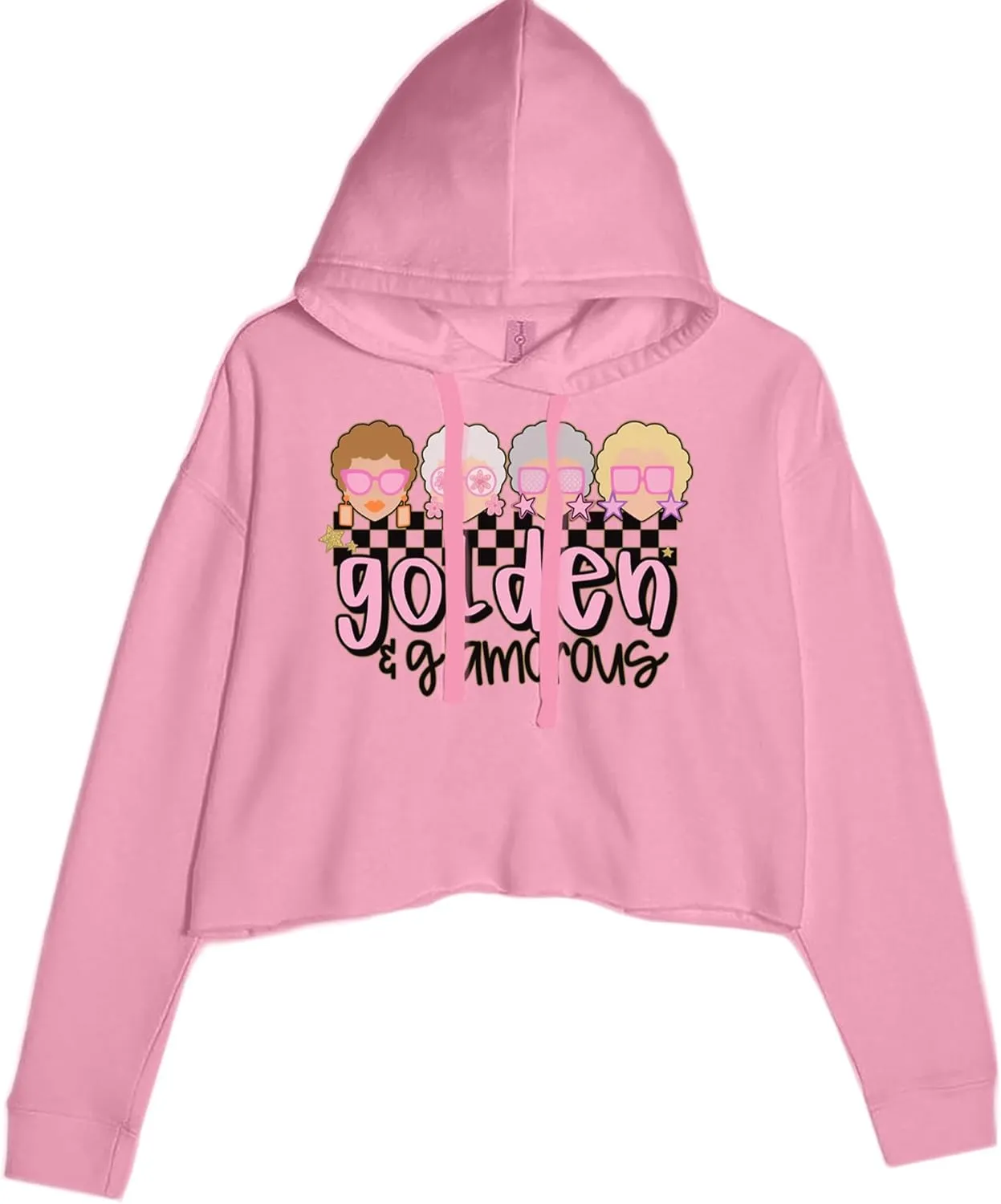 Cropped Fleece Hoodie Golden and Glamorous Golden Girls Ladies X-Small Mauve