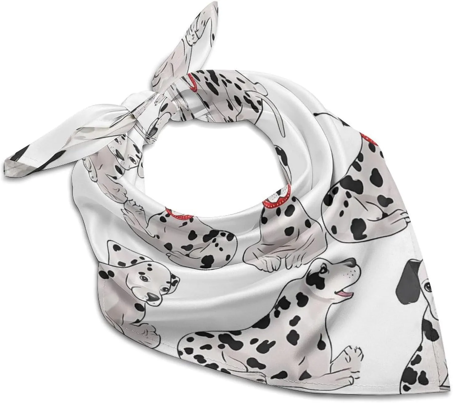 Cute Dalmatian Silk Scarf Fashion Satin Head Scarf Lightweight Head Scarves for Neck Silk Scarves for Women Men Boho Hair Wrap Sleeping Kerchief Bandanas Pocket Square 25" X 25"