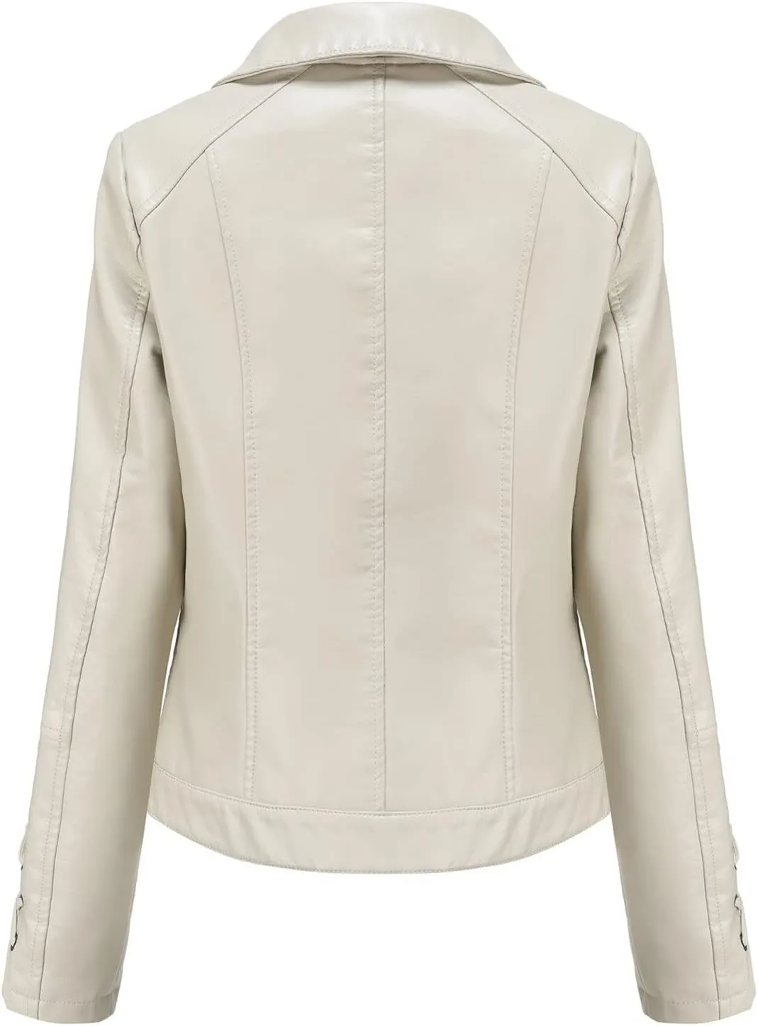 DGHM-JLMY Women's Leather Strap Coat Jacket Faux Leather Textured Short Moto Jacket Zip-up Slim PU Biker Coat with Pockets