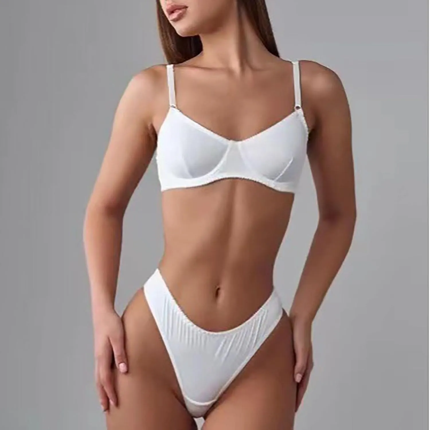 Elegant White Lace Bra and Panty Set Seamless Comfort with Delicate Design Spicy Underwear