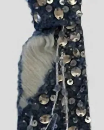Frayed Crystal Tie In Denim | Denim