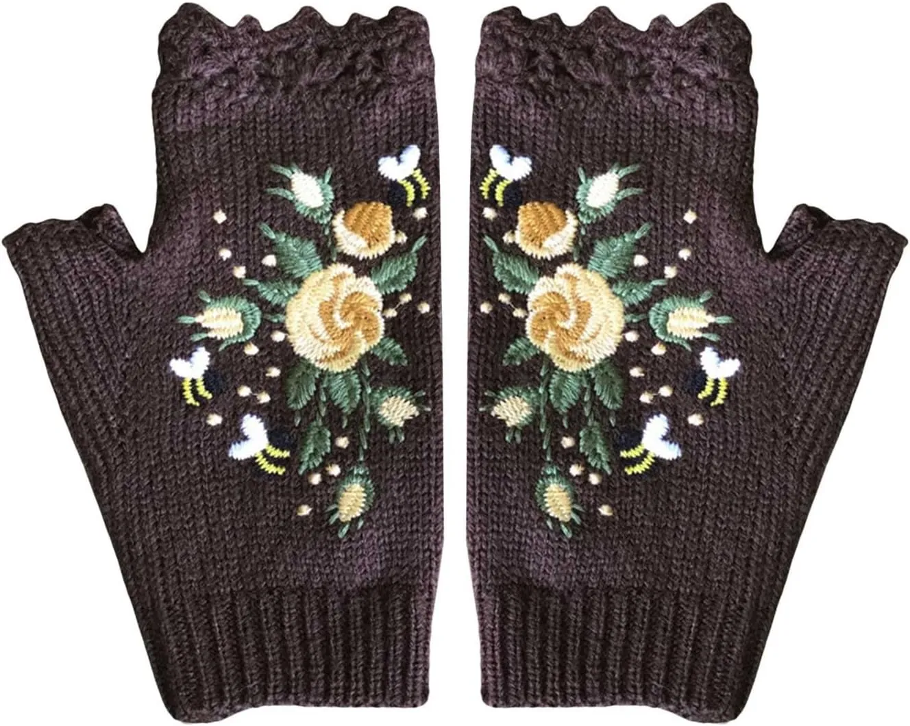 FUDERU Women's Winter Touchscreen Gloves Warm Knit Gloves with Touchscreen Fingers Elastic Cuff Thermal Gloves