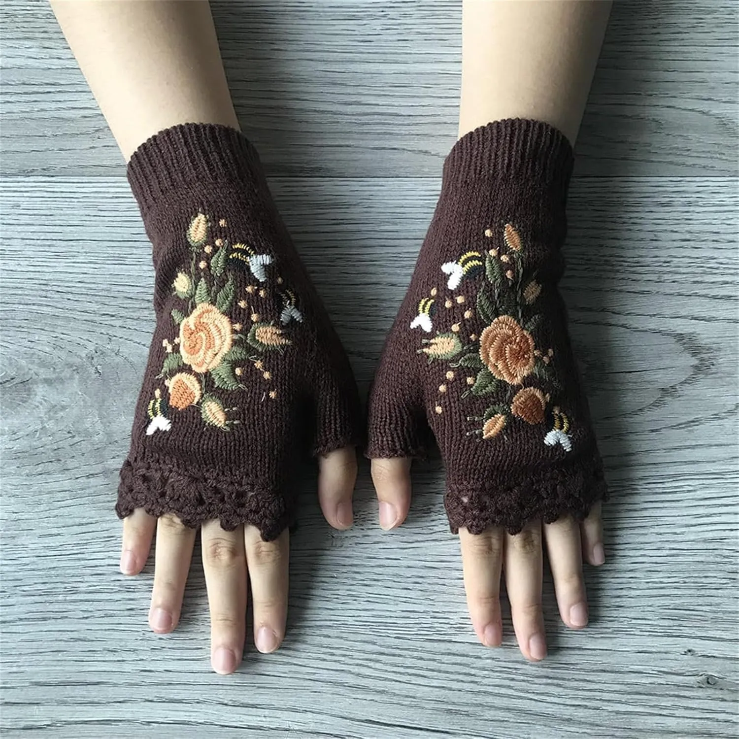 FUDERU Women's Winter Touchscreen Gloves Warm Knit Gloves with Touchscreen Fingers Elastic Cuff Thermal Gloves