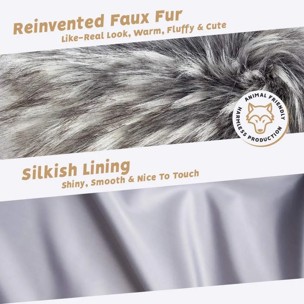 Futrzane Classic Scarf - Faux Fur Scarves Collars for Women - Long Neck Warmer
