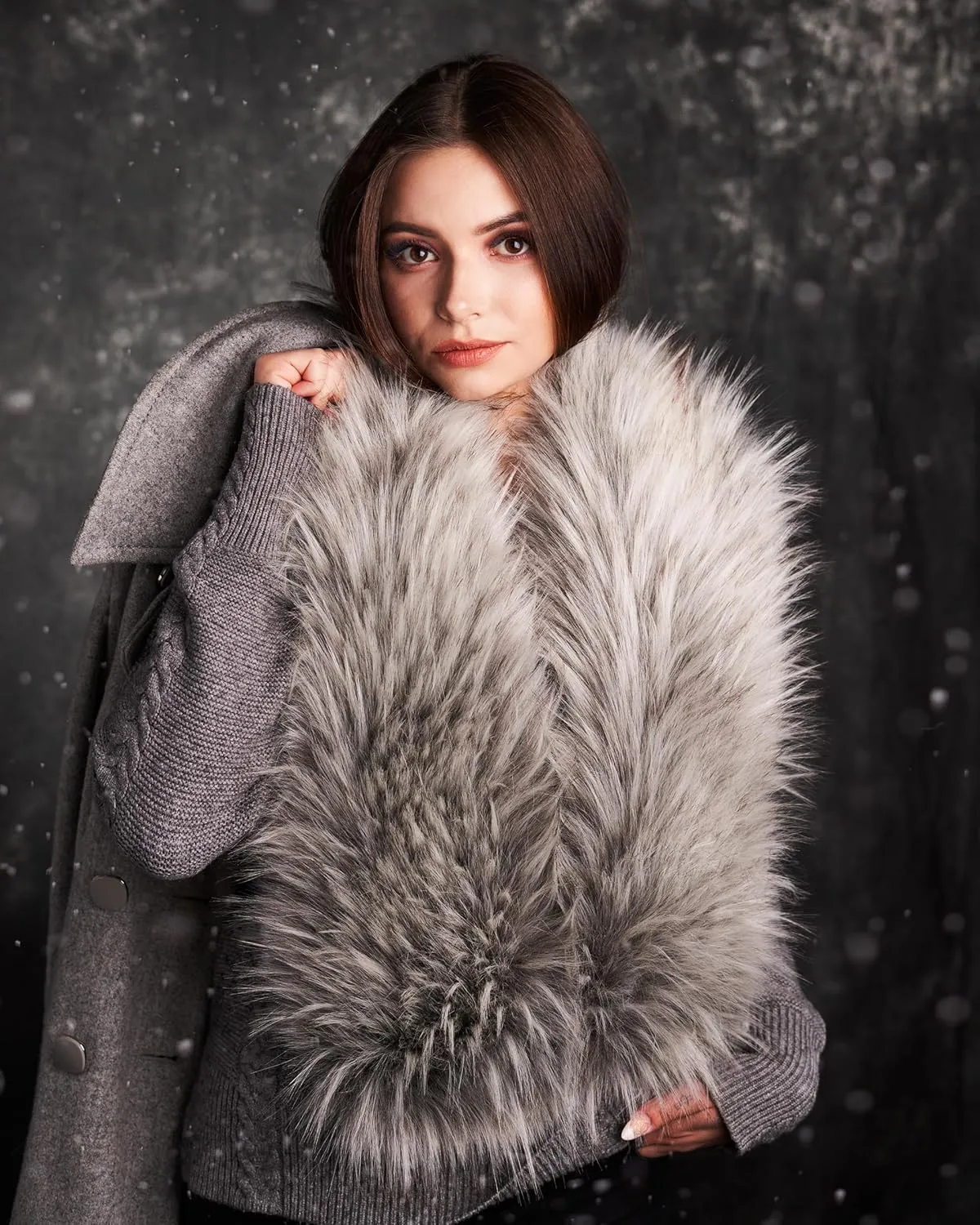 Futrzane Classic Scarf - Faux Fur Scarves Collars for Women - Long Neck Warmer