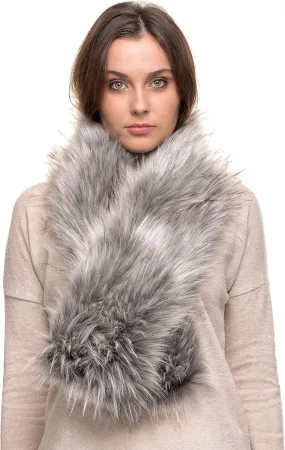 Futrzane Classic Scarf - Faux Fur Scarves Collars for Women - Long Neck Warmer