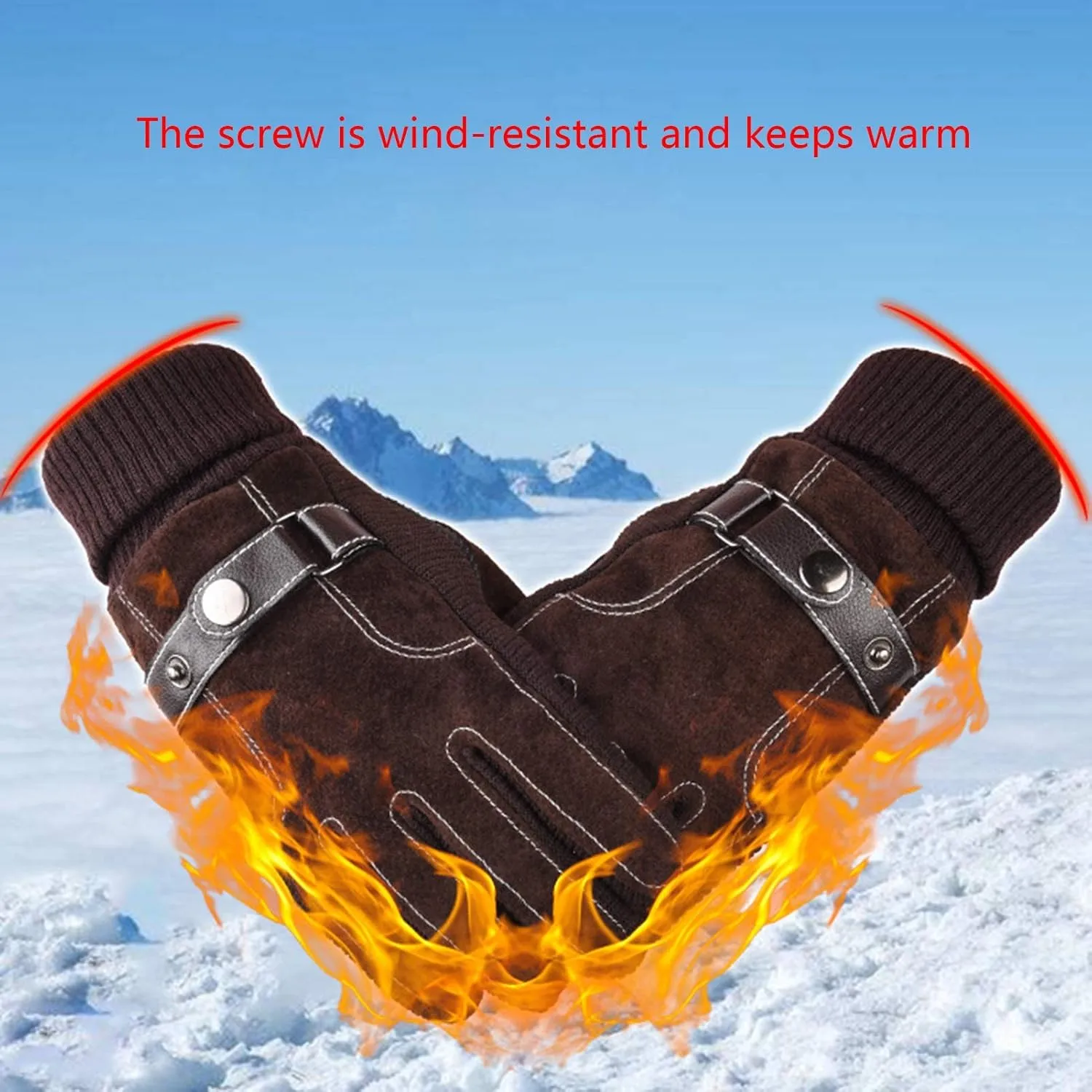 Gloves Waterproof Ski Gloves,Winter Gloves Touchscreen Gloves Thermal Gloves, for Ski Riding Running Motorcycle (Color : Brown)