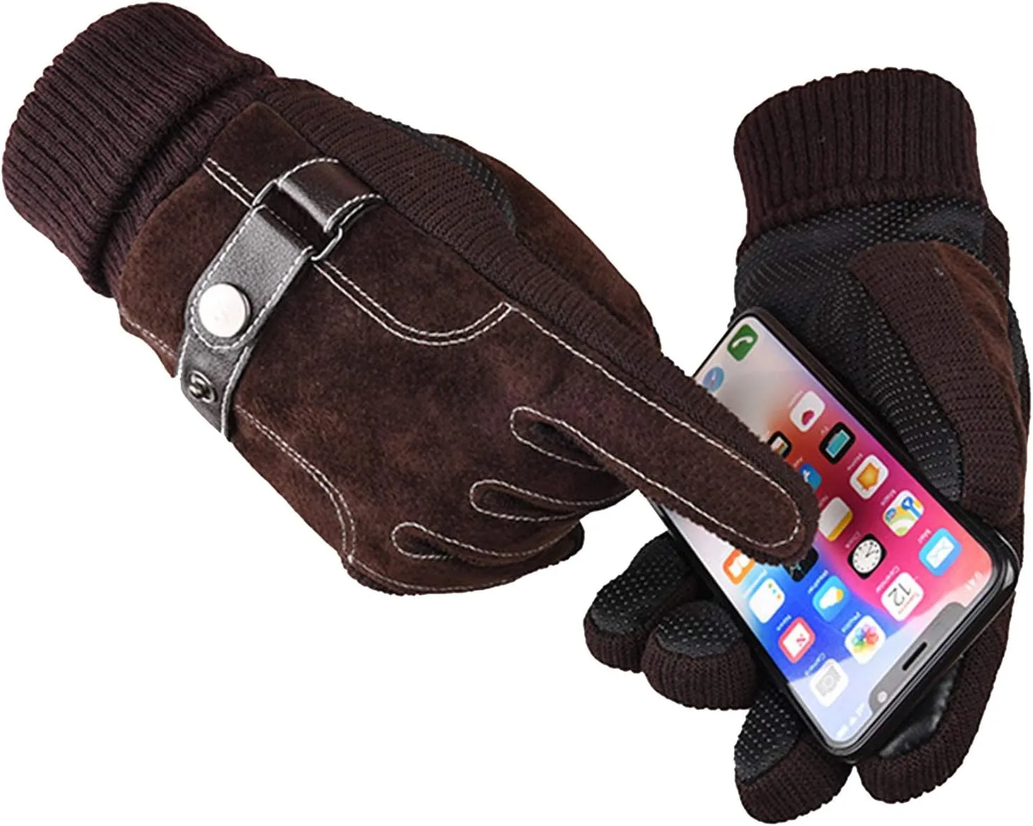 Gloves Waterproof Ski Gloves,Winter Gloves Touchscreen Gloves Thermal Gloves, for Ski Riding Running Motorcycle (Color : Brown)