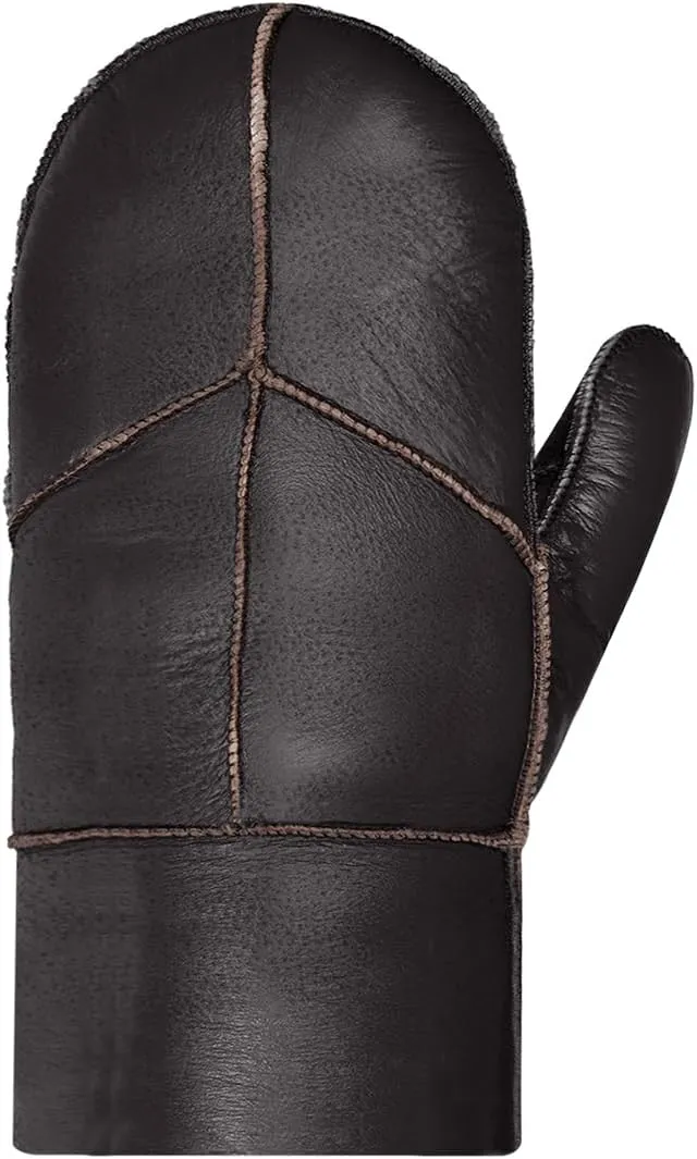 Harssidanzar Men Mittens For Winter,Sheepskin Shearling Fur Lined Warm Genuine Leather Mittens Glove KM054US