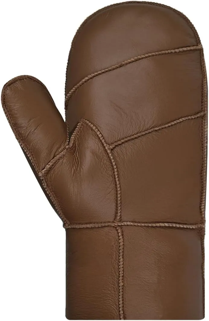 Harssidanzar Men Mittens,Winter Warm Genuine Leather Sheepskin Shearling Fur Lined Mittens Gloves KM055US
