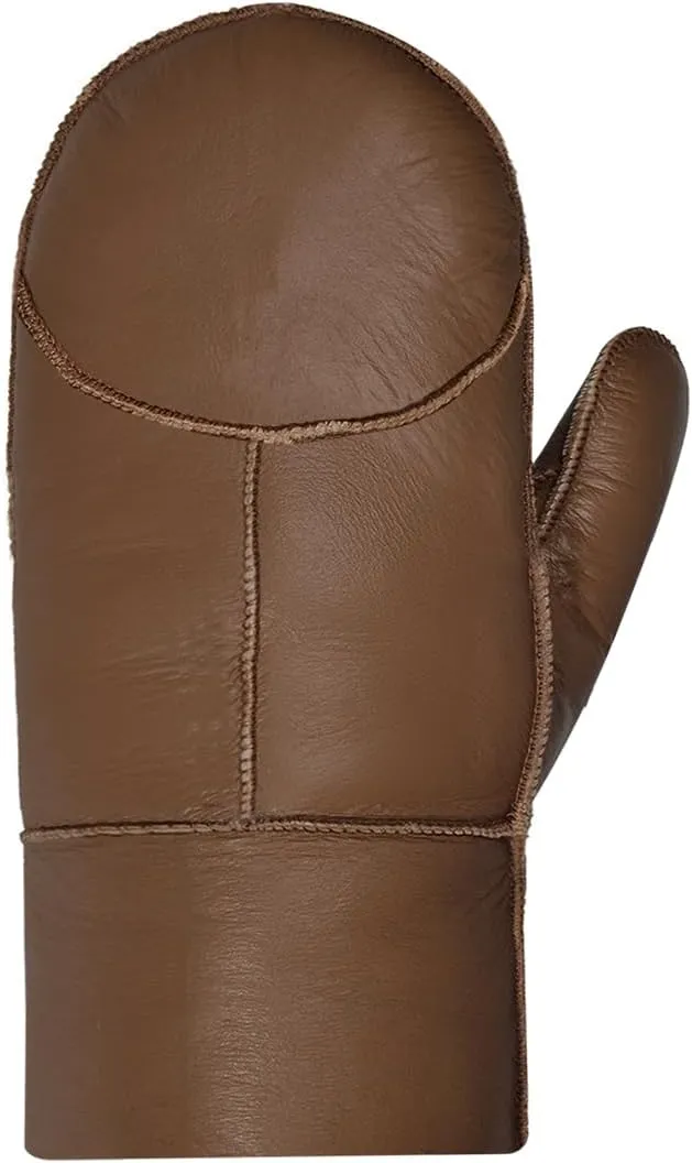 Harssidanzar Men Mittens,Winter Warm Genuine Leather Sheepskin Shearling Fur Lined Mittens Gloves KM055US