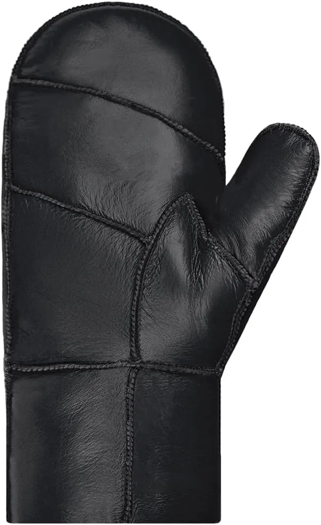 Harssidanzar Women Mittens For Winter,Sheepskin Shearling Fur Lined Warm Genuine Leather Mittens Glove KL030US