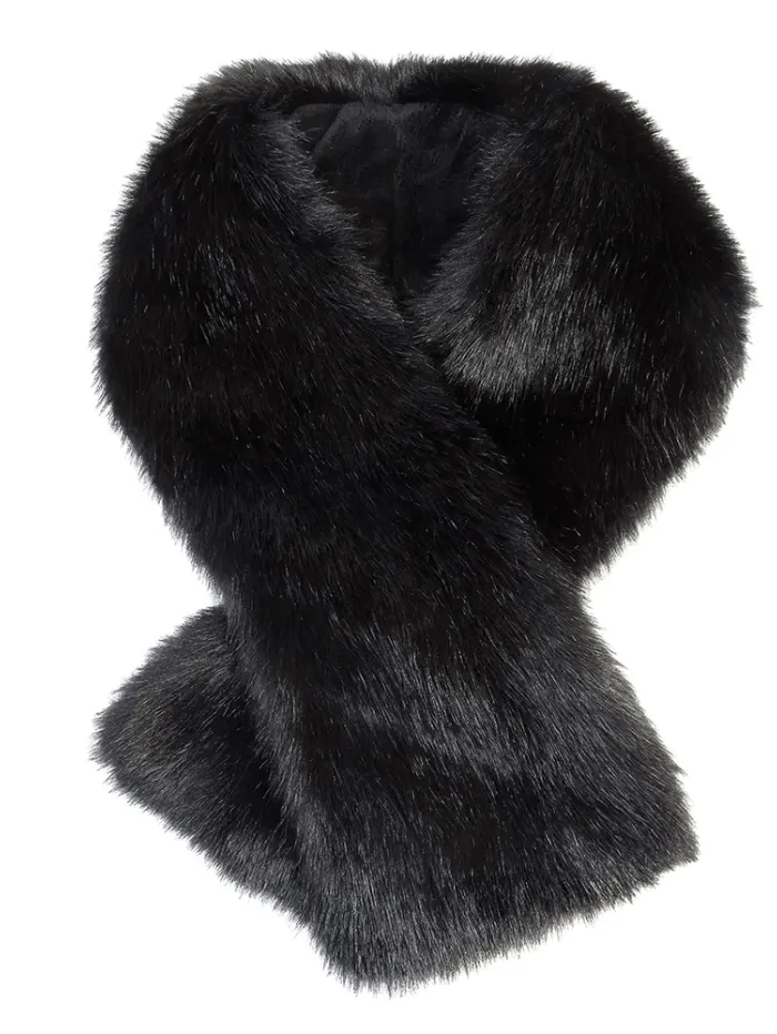 Helen Moore (CS) Jet Black Faux Fur Tiptop Scarf
