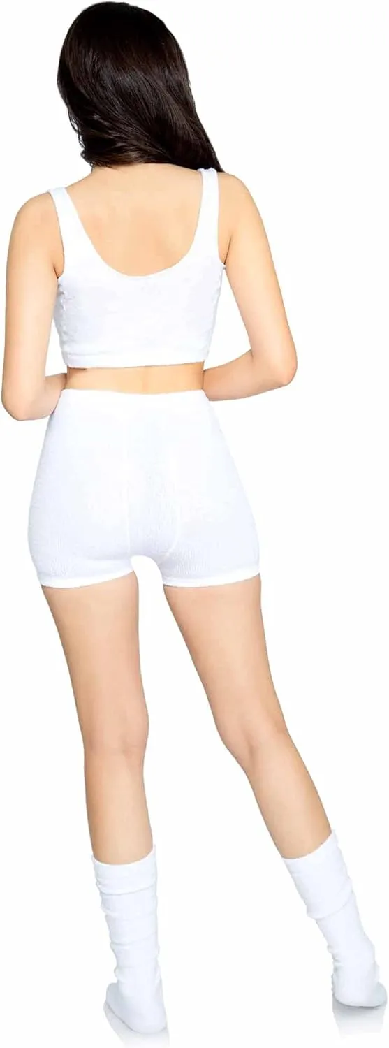 Leg Avenue Women's 3 Pc Ultra Soft Cozy Knit Set with Cropped Tank, Boyshort, Knee Socks
