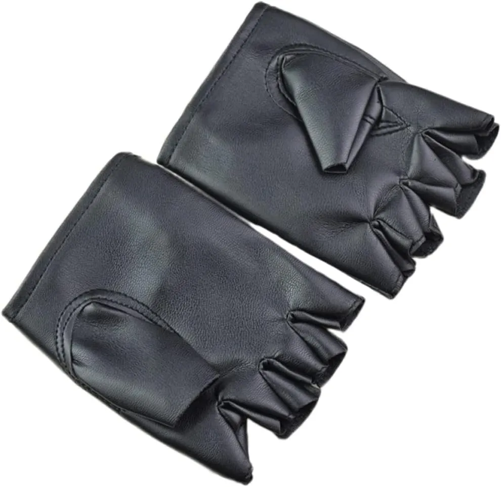 Men's Warm Half Finger Gloves Punk Style Driving Gloves Rivets Comfortable for Winter Sports