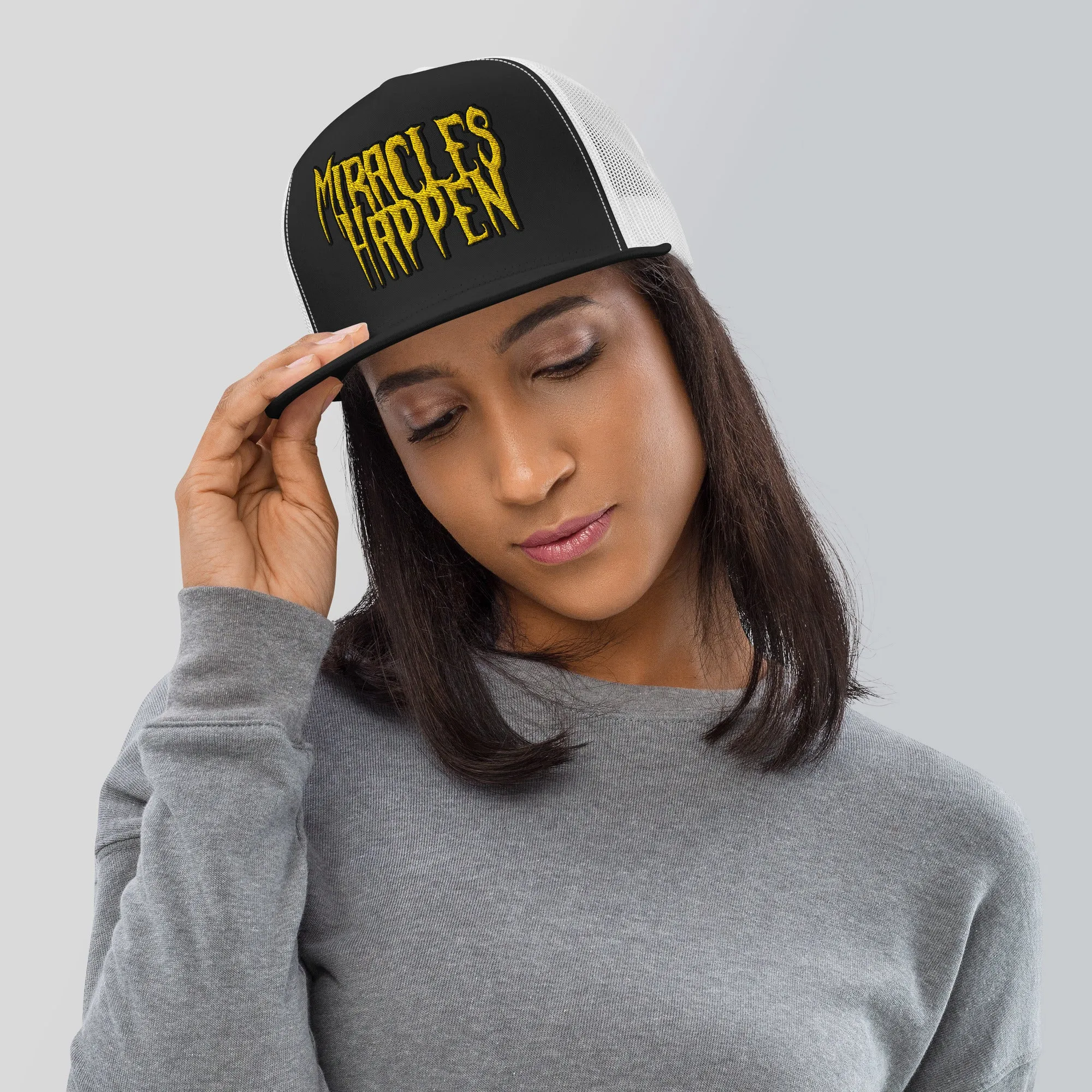 Miracles Happen Edgy Faith Trucker Cap