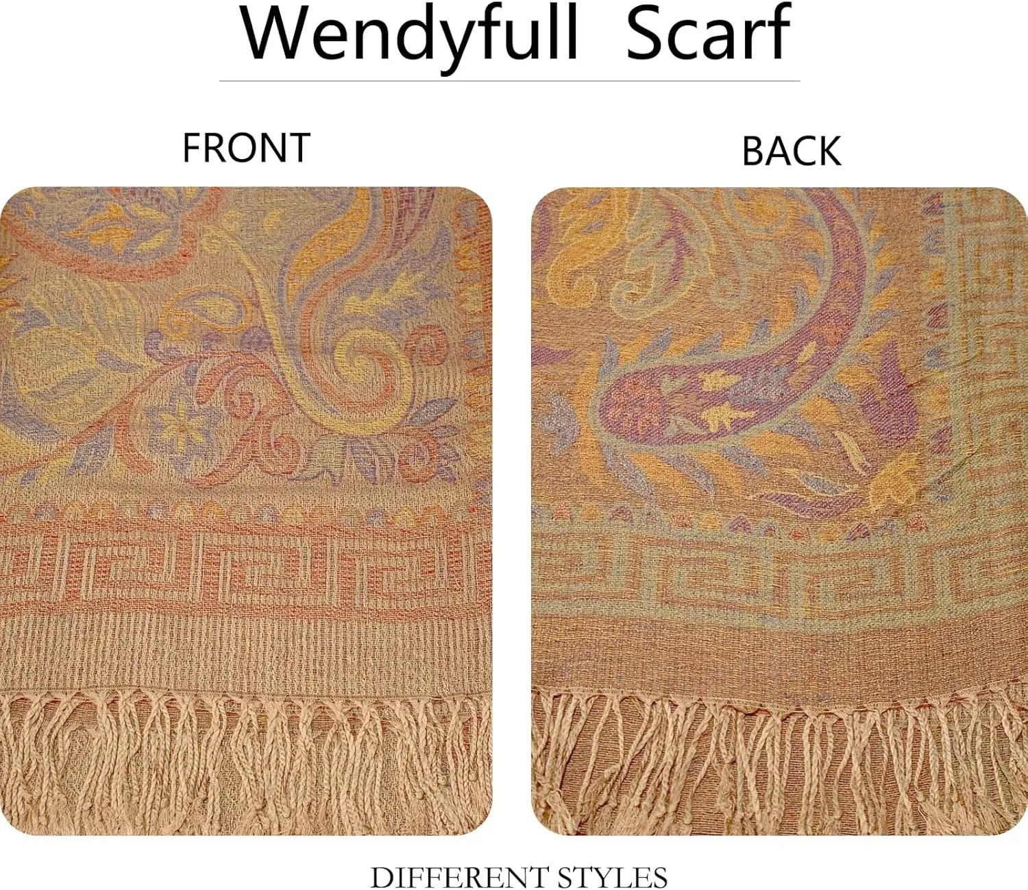 Pashmina Scarf for Women Shawls and Wraps Reversible Paisley Vintage Jacquard Soft Silky Rave Scarves Men