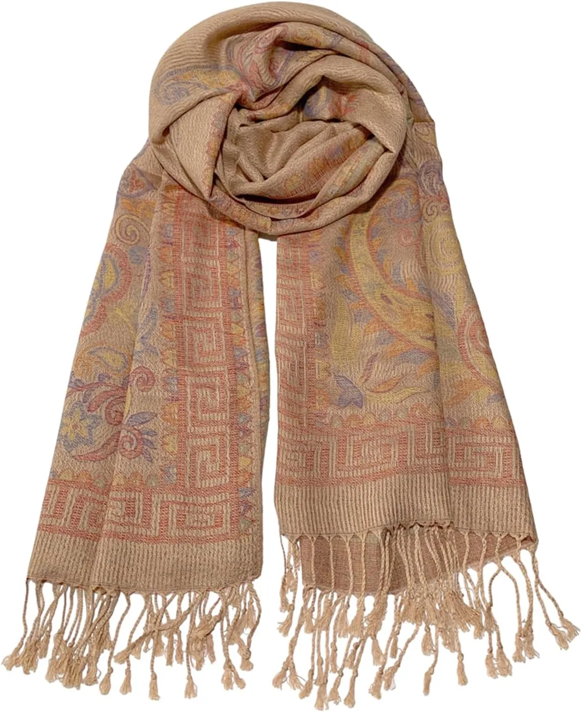 Pashmina Scarf for Women Shawls and Wraps Reversible Paisley Vintage Jacquard Soft Silky Rave Scarves Men