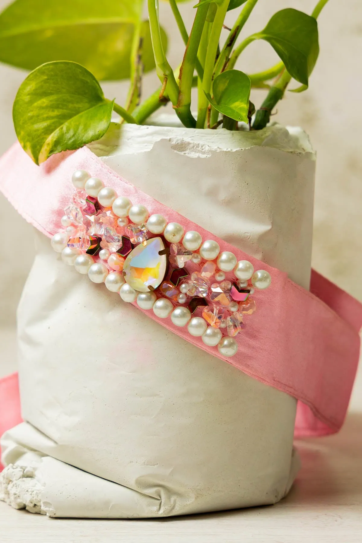 Pink Satin Embellished Belt