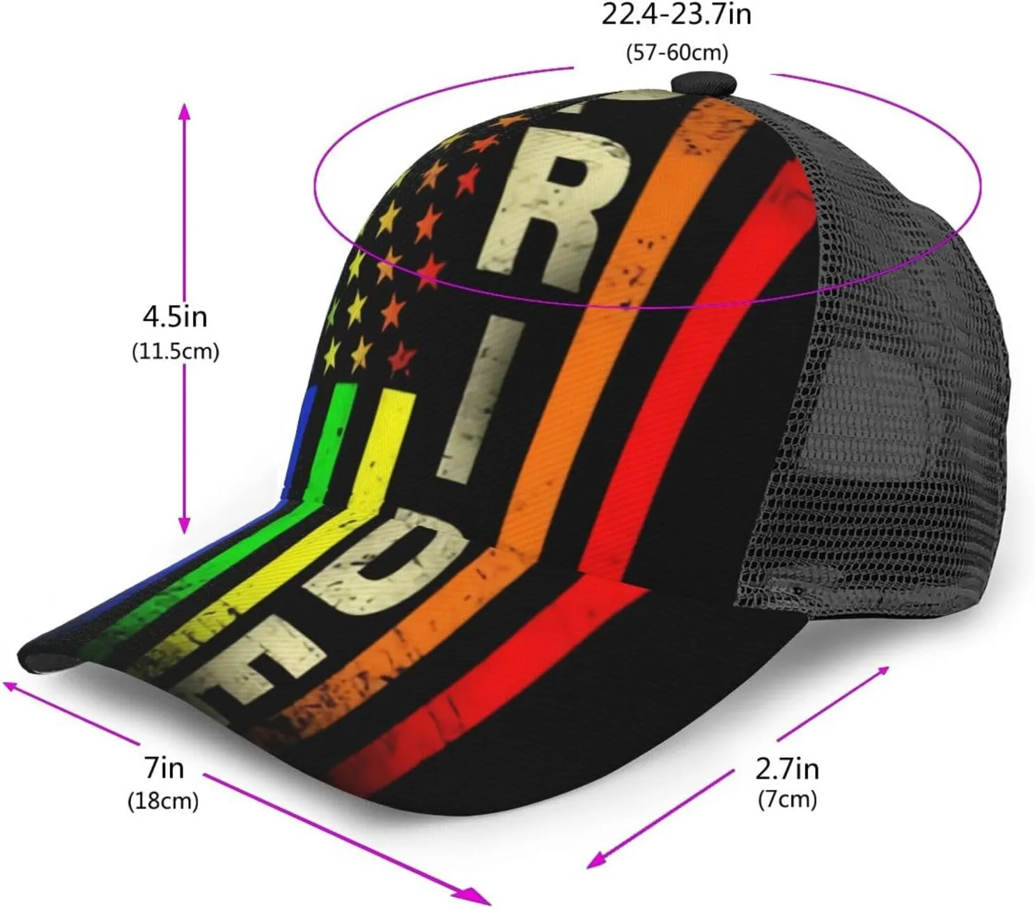 Rainbow Pride LGBT Gay Pride Sun Baseball Hats Adjustable Baseball Sun Cap Hats for Men Women