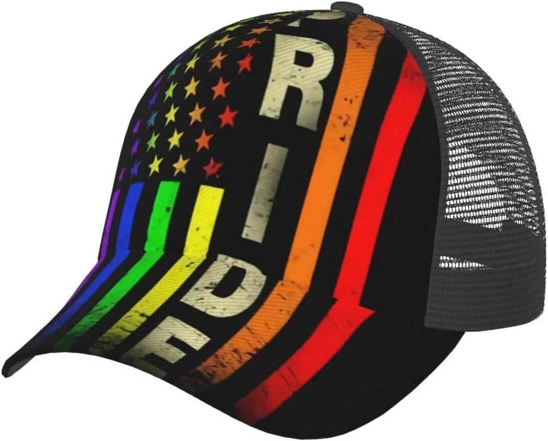 Rainbow Pride LGBT Gay Pride Sun Baseball Hats Adjustable Baseball Sun Cap Hats for Men Women