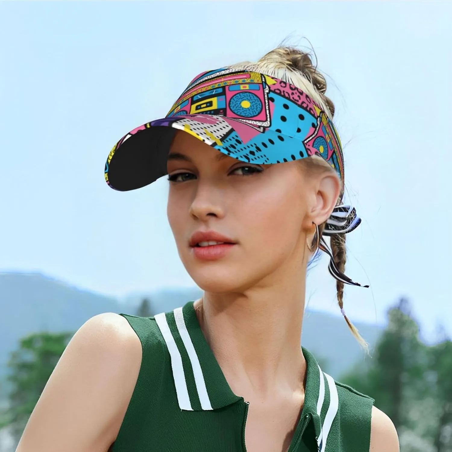 Retro 80s 90s Men's Women's Visor Hats Sports Sun Protection Cap Hats Visor Hat