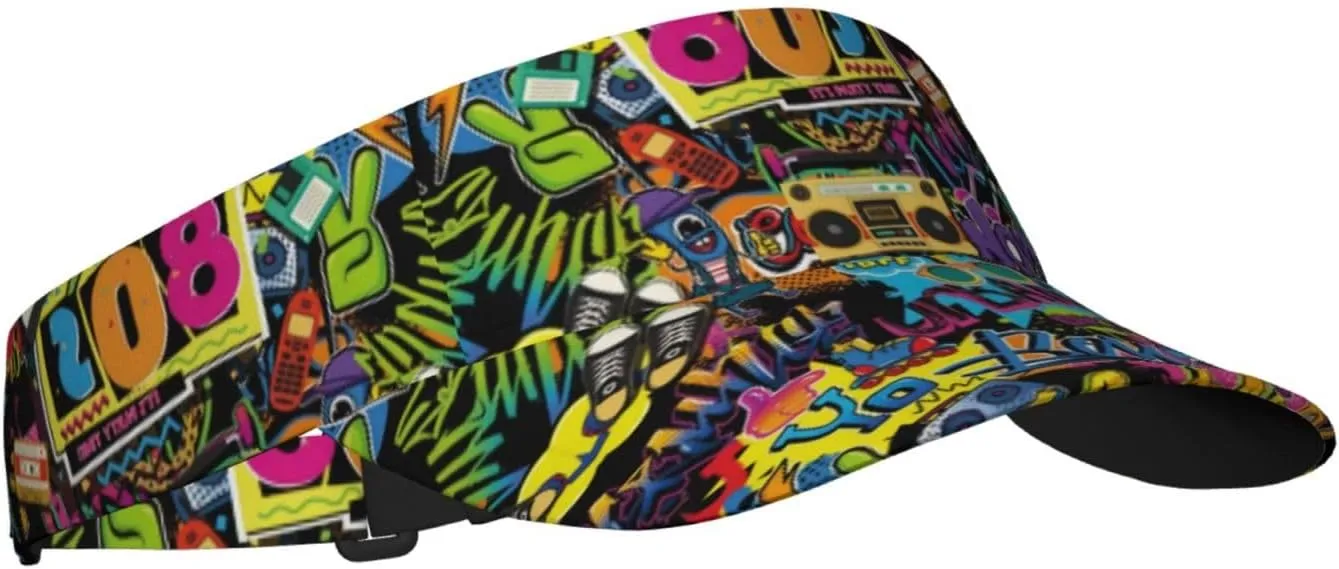 Retro 80s 90s Men's Women's Visor Hats Sports Sun Protection Cap Hats Visor Hat
